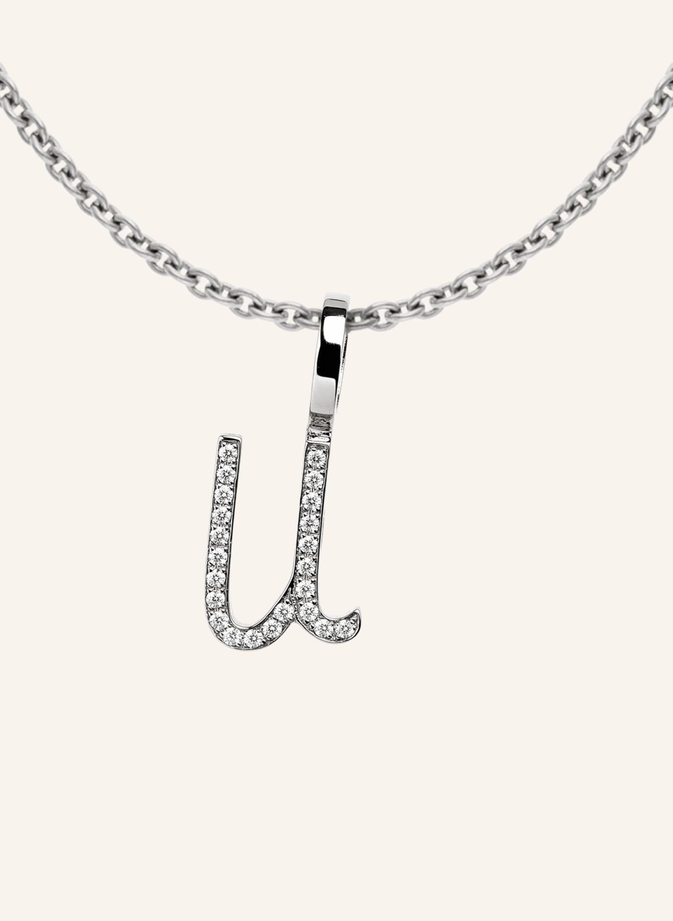CADA Kette TINY DIAMOND LETTER U: WEISSGOLD