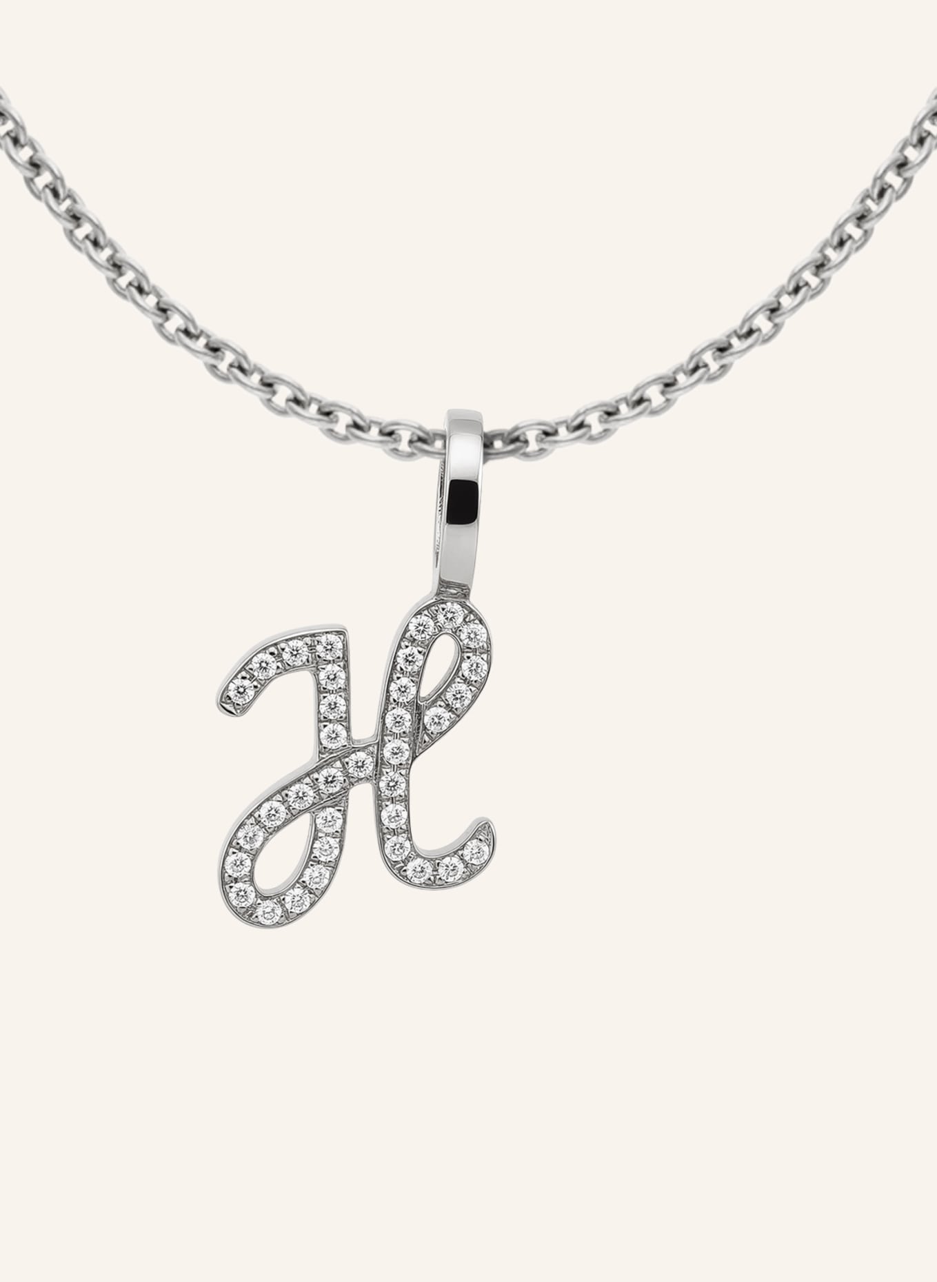 CADA Kette TINY DIAMOND LETTER H: WEISSGOLD
