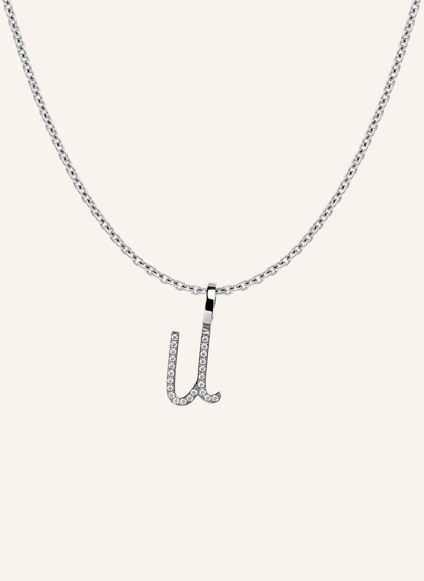 CADA Kette TINY DIAMOND LETTER U: WEISSGOLD