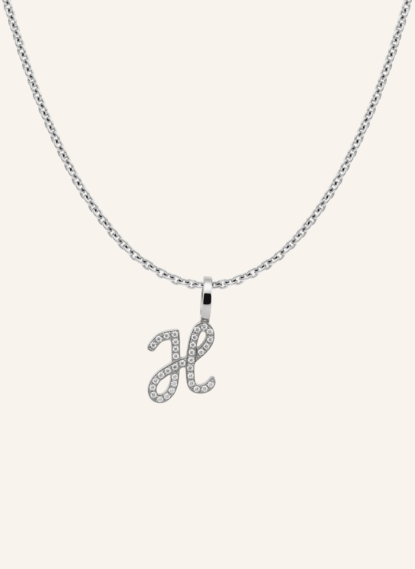 CADA Kette TINY DIAMOND LETTER H: WEISSGOLD