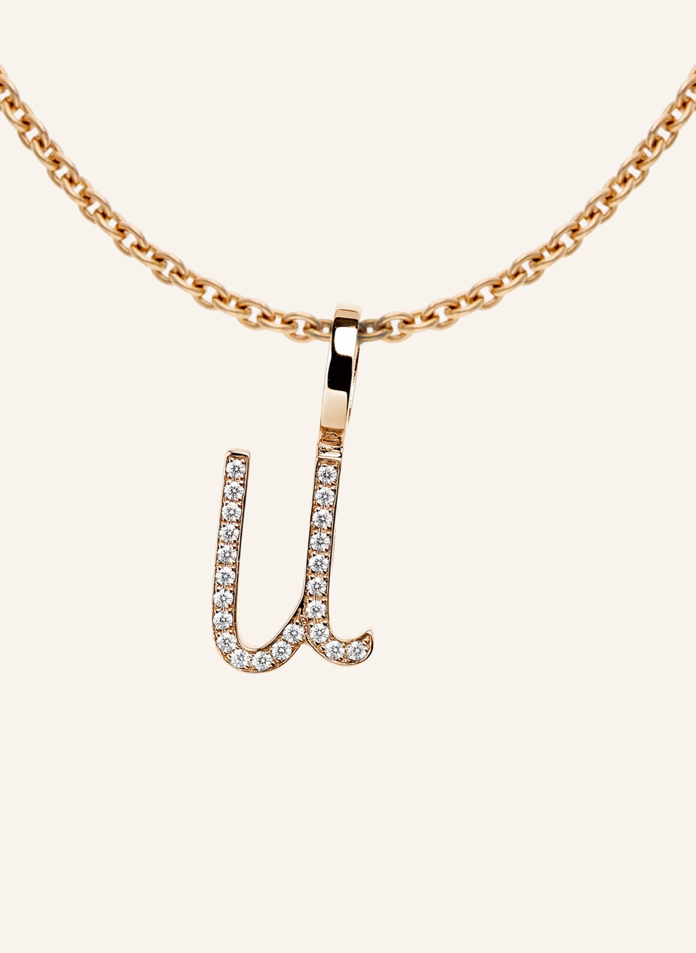CADA Kette TINY DIAMOND LETTER U: ROSÉGOLD