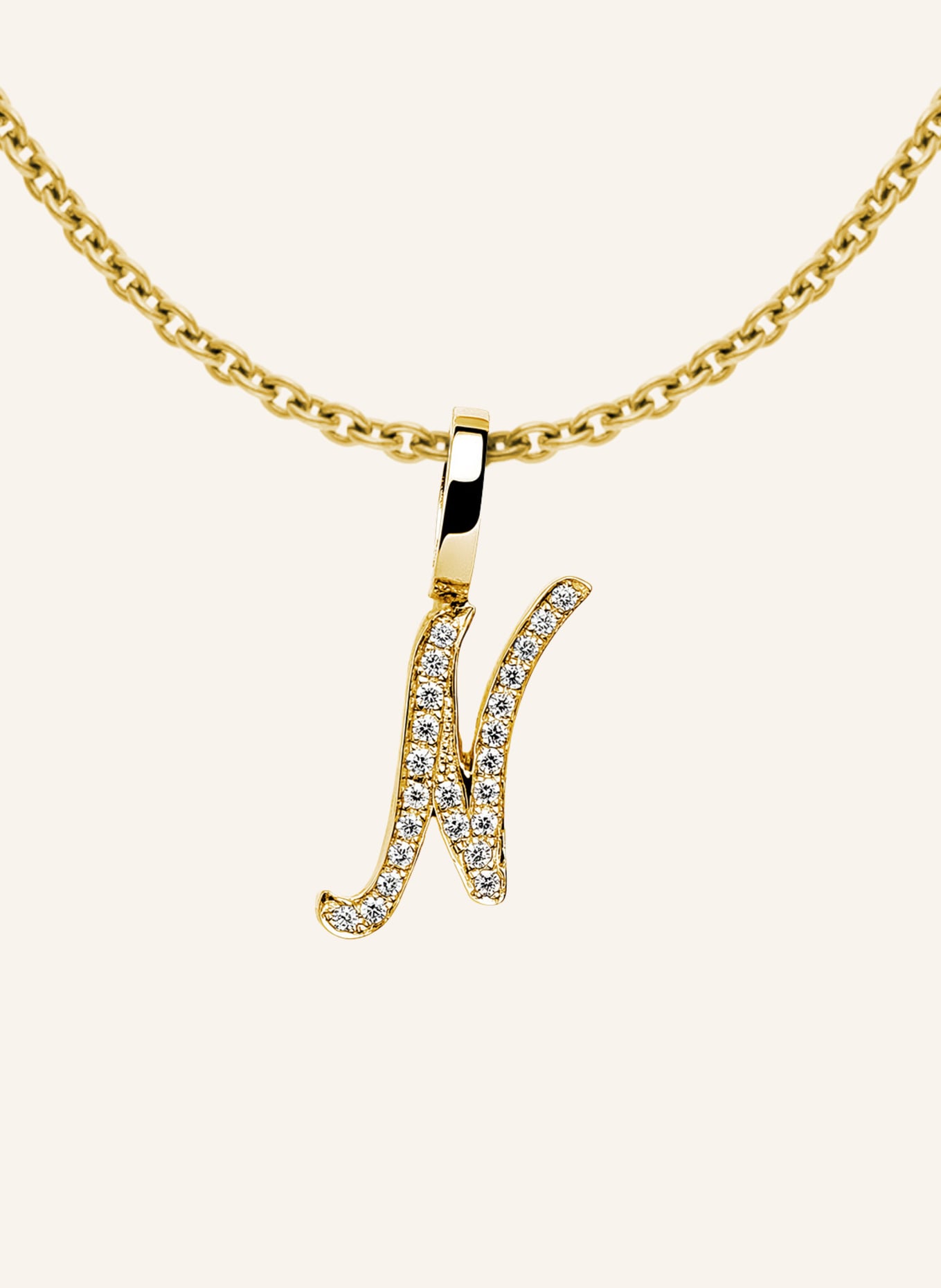 CADA Kette TINY DIAMOND LETTER N: GOLD