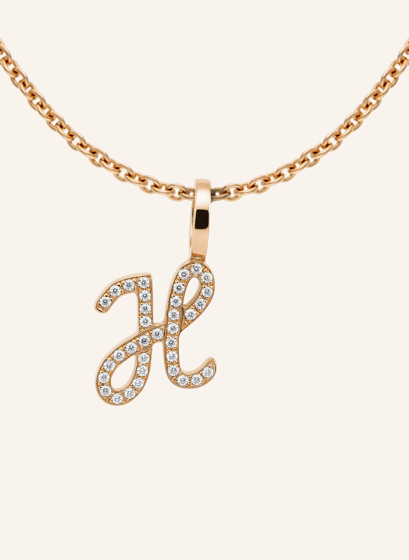 CADA Kette TINY DIAMOND LETTER H: ROSÉGOLD
