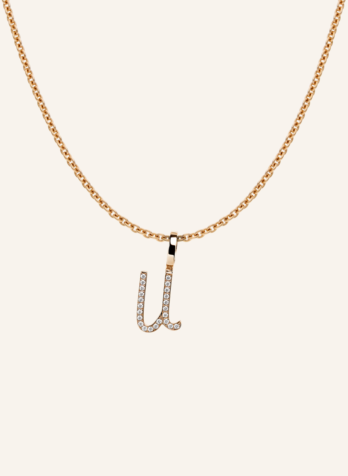 CADA Kette TINY DIAMOND LETTER U: ROSÉGOLD