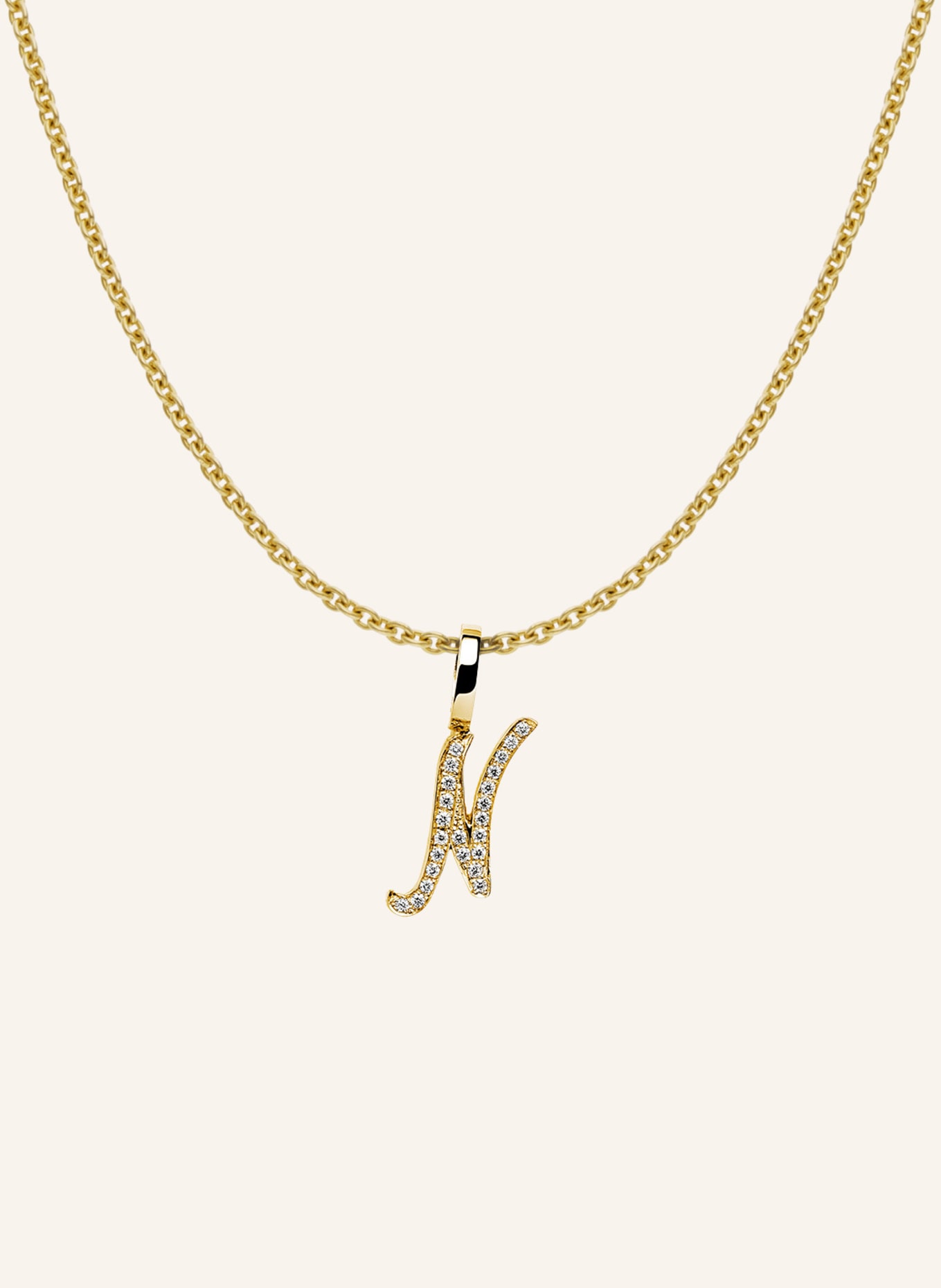 CADA Kette TINY DIAMOND LETTER N: GOLD