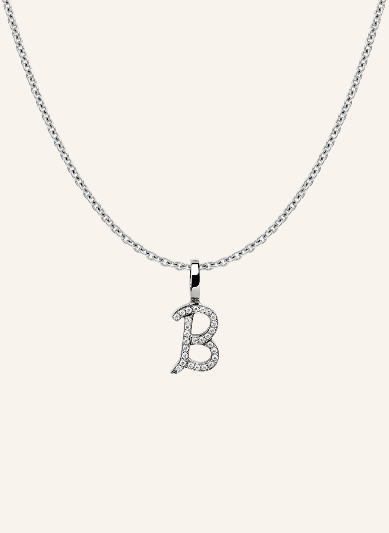 CADA Kette TINY DIAMOND LETTER B: WEISSGOLD