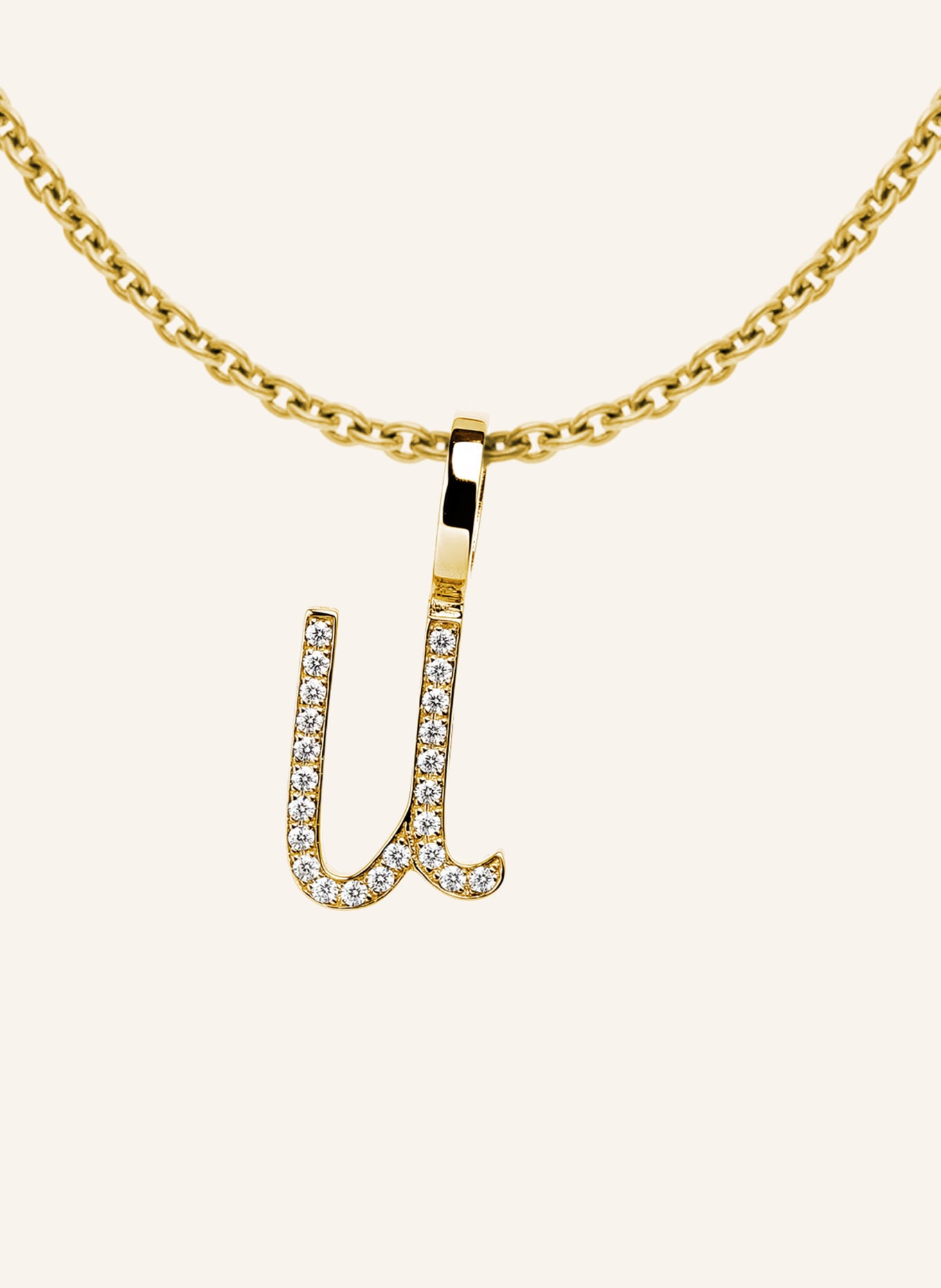 CADA Kette TINY DIAMOND LETTER U: GOLD