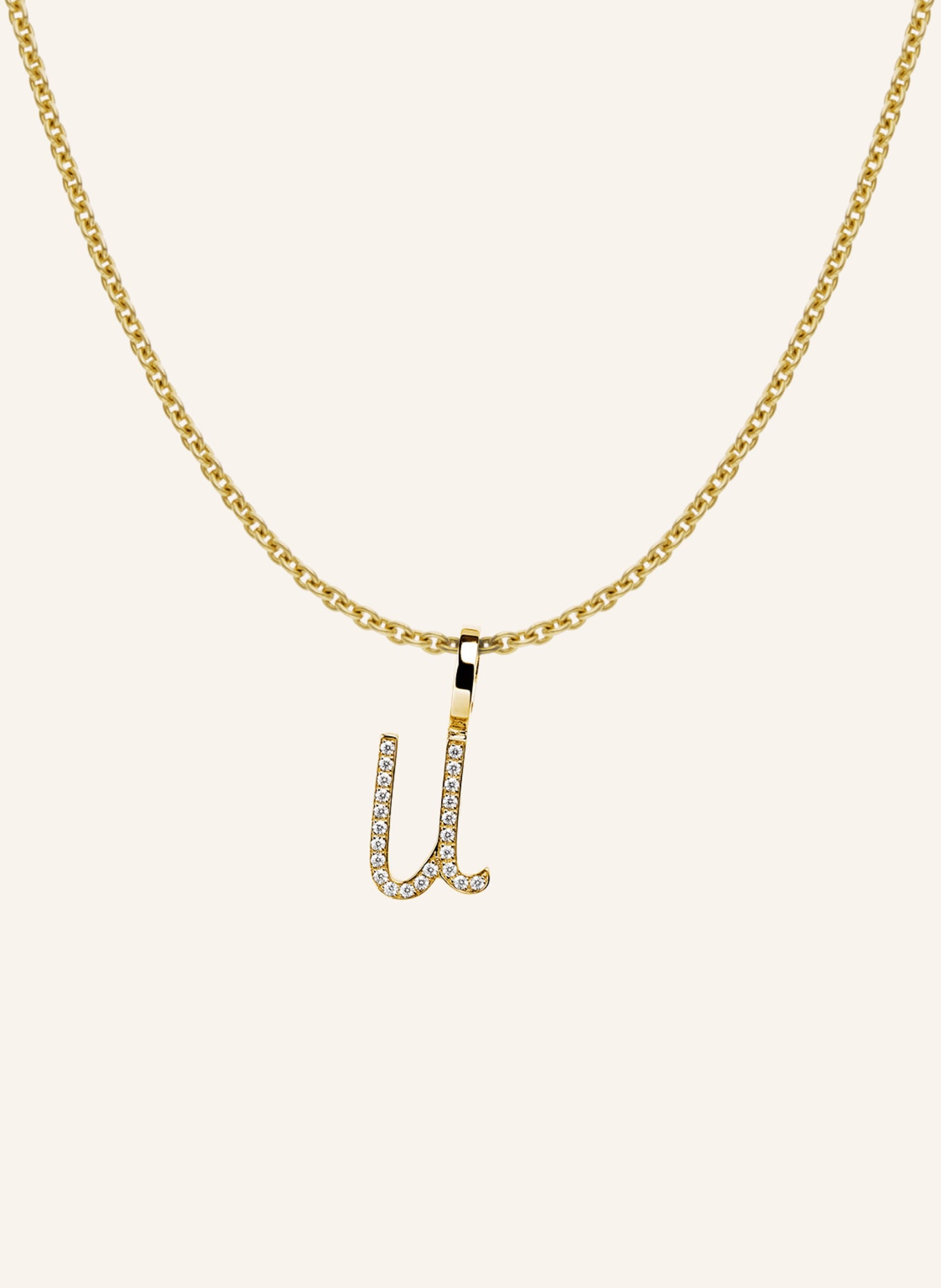 CADA Kette TINY DIAMOND LETTER U: GOLD