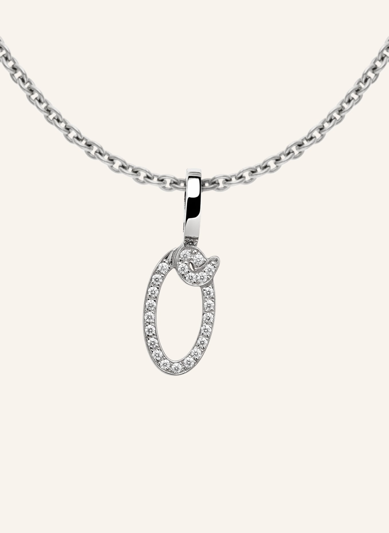 CADA Kette TINY DIAMOND LETTER O: WEISSGOLD