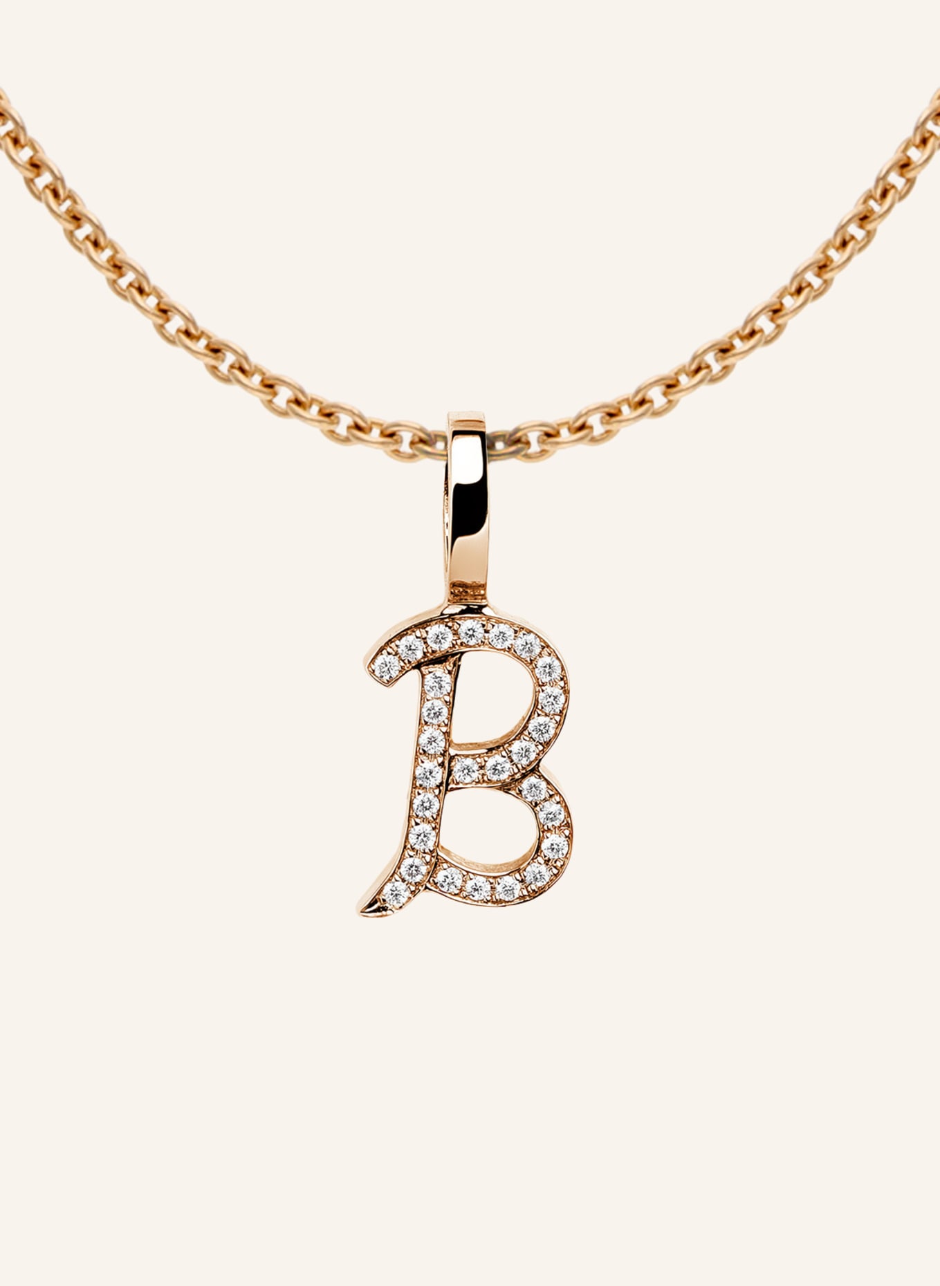 CADA Kette TINY DIAMOND LETTER B: ROSÉGOLD