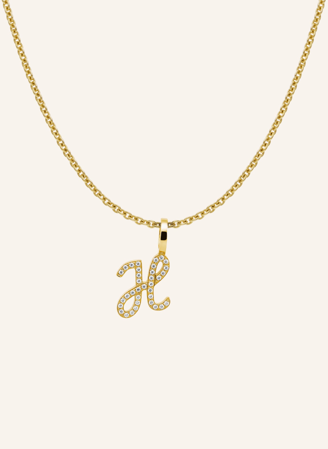 CADA Kette TINY DIAMOND LETTER H: GOLD