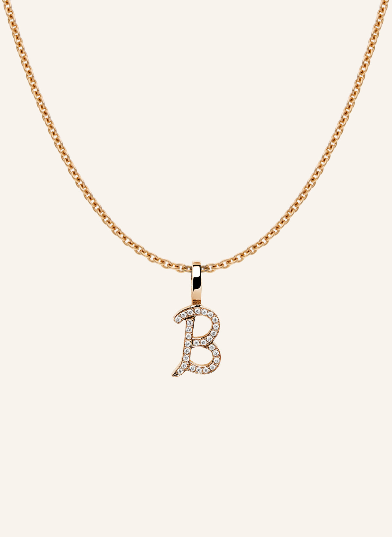CADA Kette TINY DIAMOND LETTER B: ROSÉGOLD