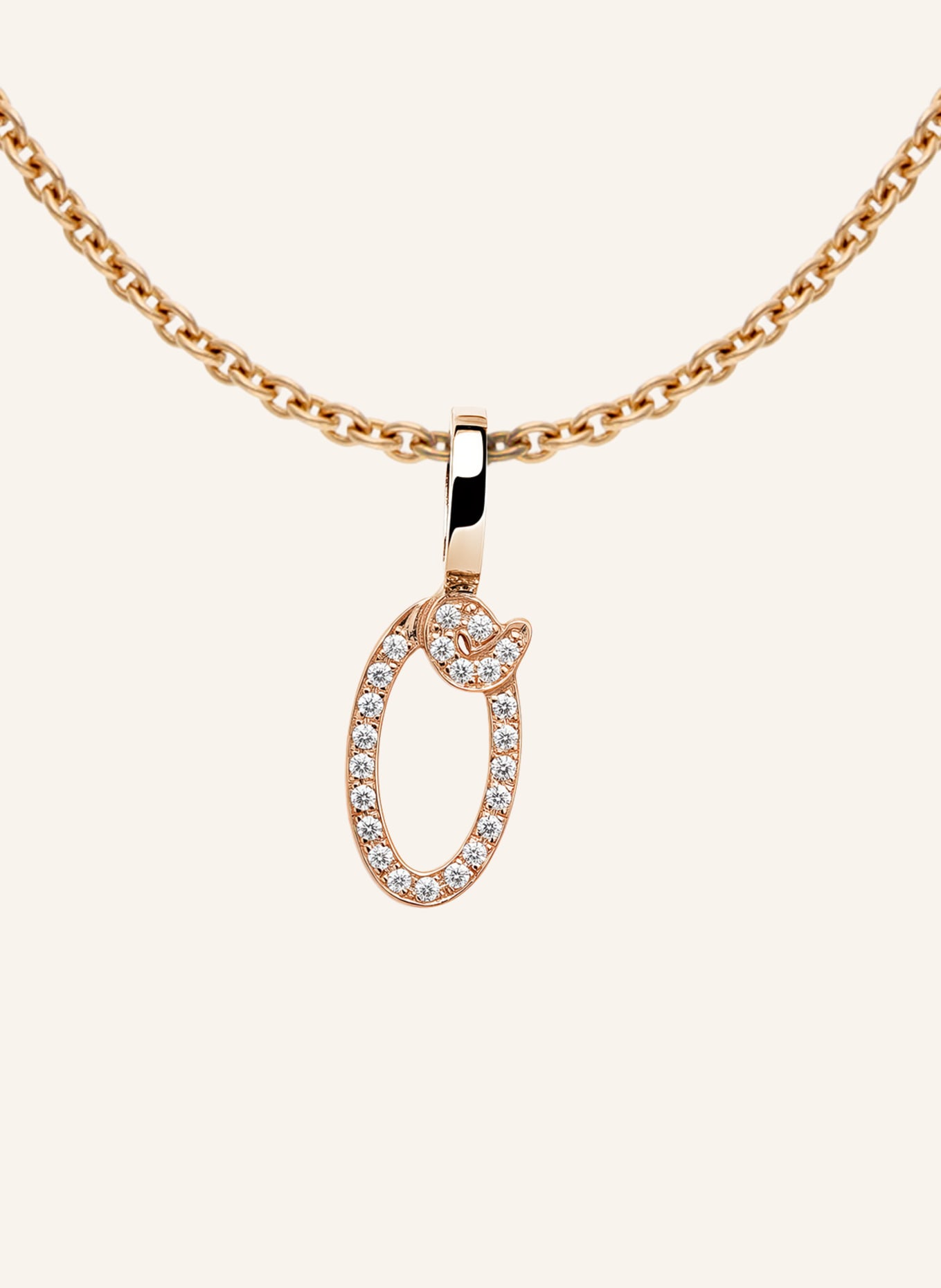 CADA Kette TINY DIAMOND LETTER O: ROSÉGOLD