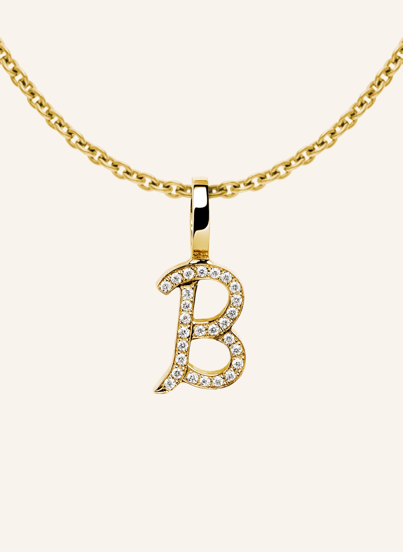 CADA Kette TINY DIAMOND LETTER B: GOLD
