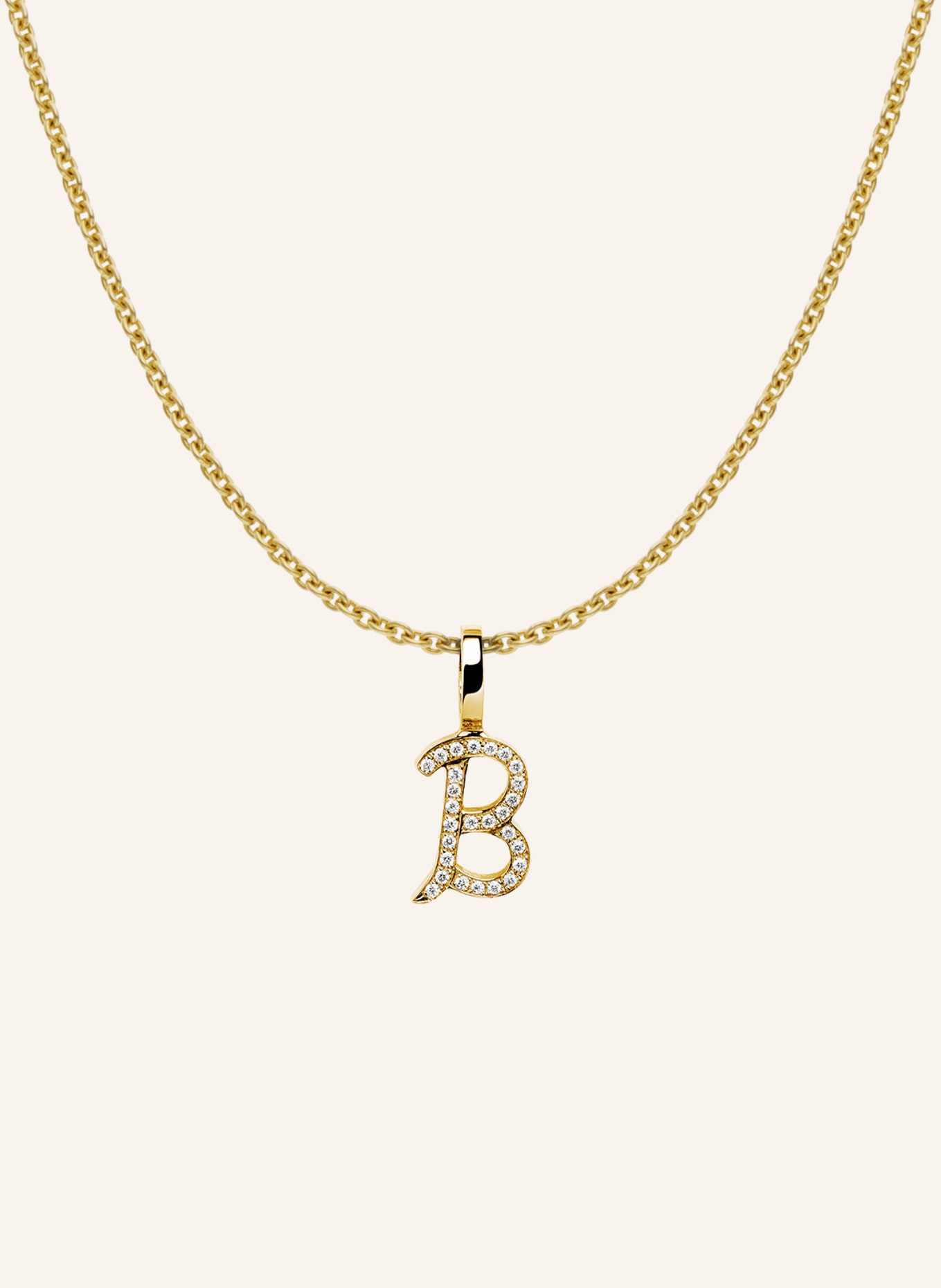 CADA Kette TINY DIAMOND LETTER B: GOLD