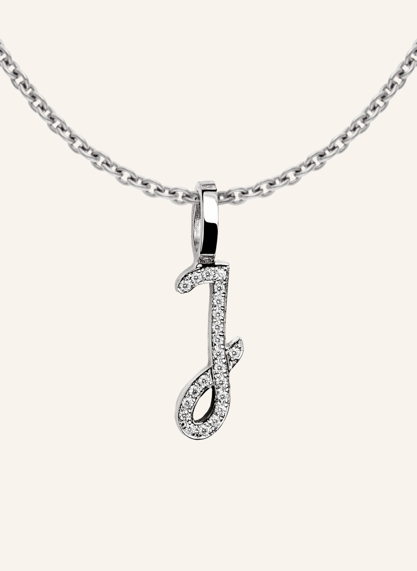CADA Kette TINY DIAMOND LETTER J: WEISSGOLD