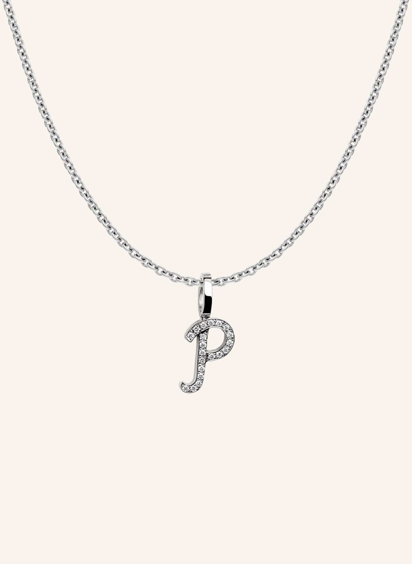CADA Kette TINY DIAMOND LETTER P: WEISSGOLD