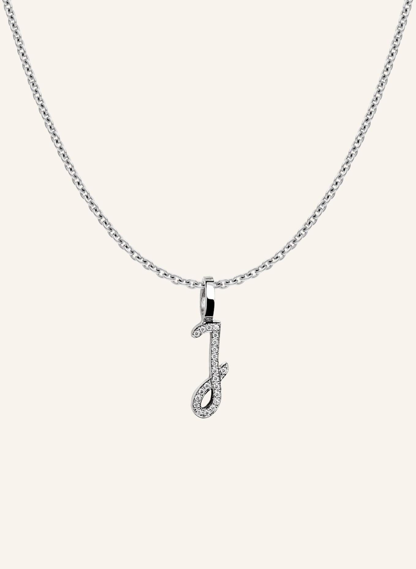 CADA Kette TINY DIAMOND LETTER J: WEISSGOLD