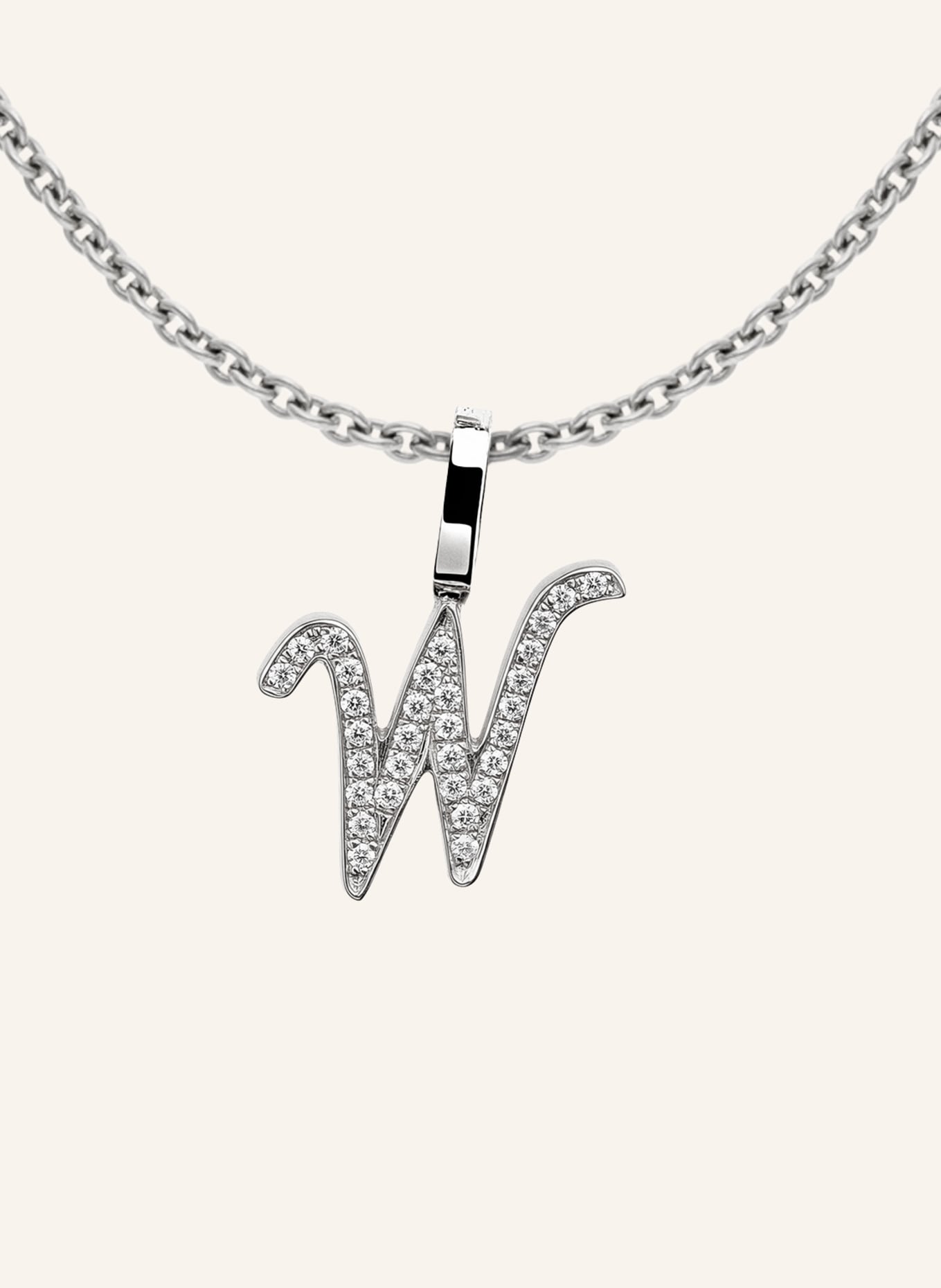 CADA Kette TINY DIAMOND LETTER W: WEISSGOLD
