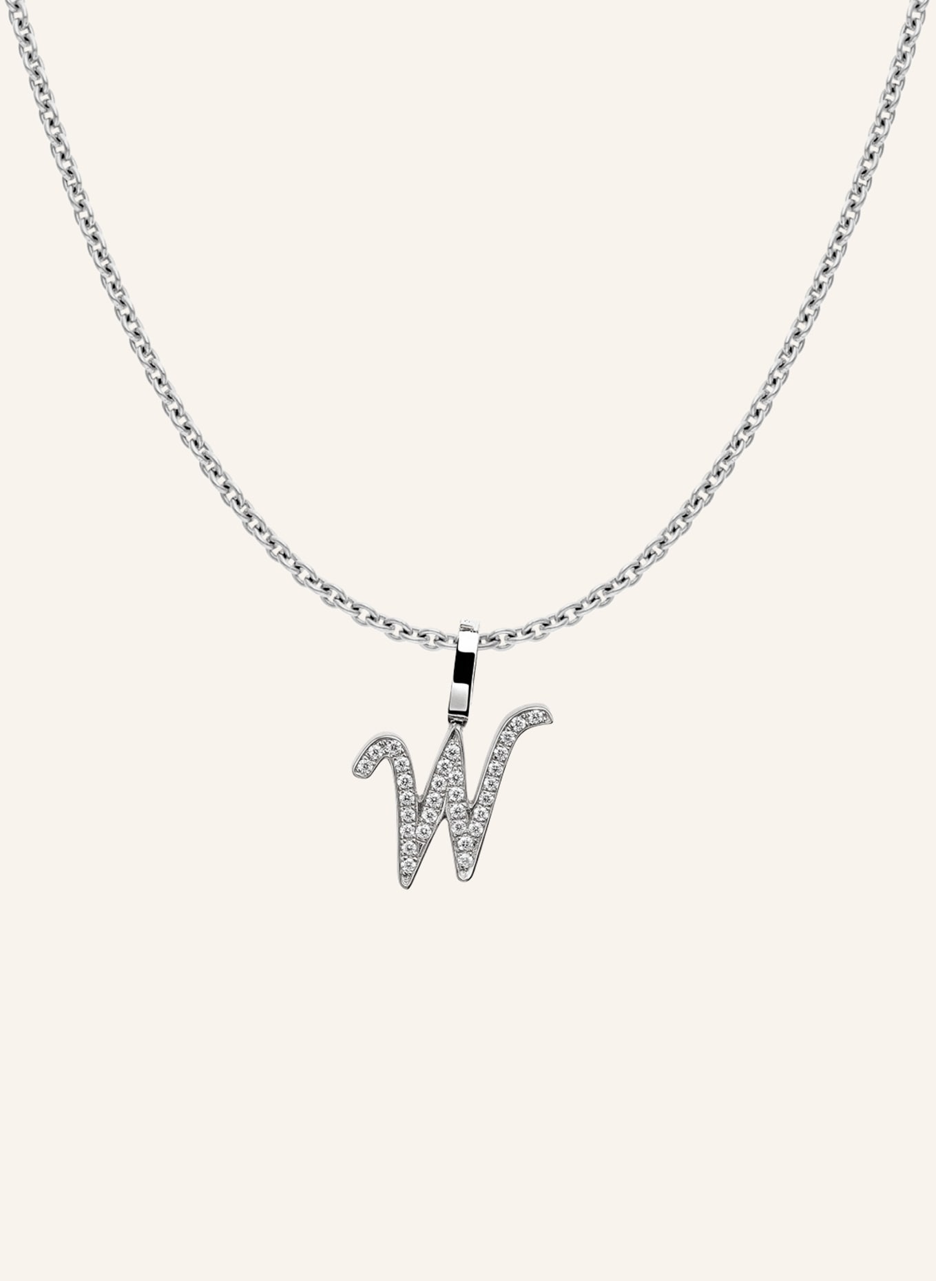 CADA Kette TINY DIAMOND LETTER W: WEISSGOLD