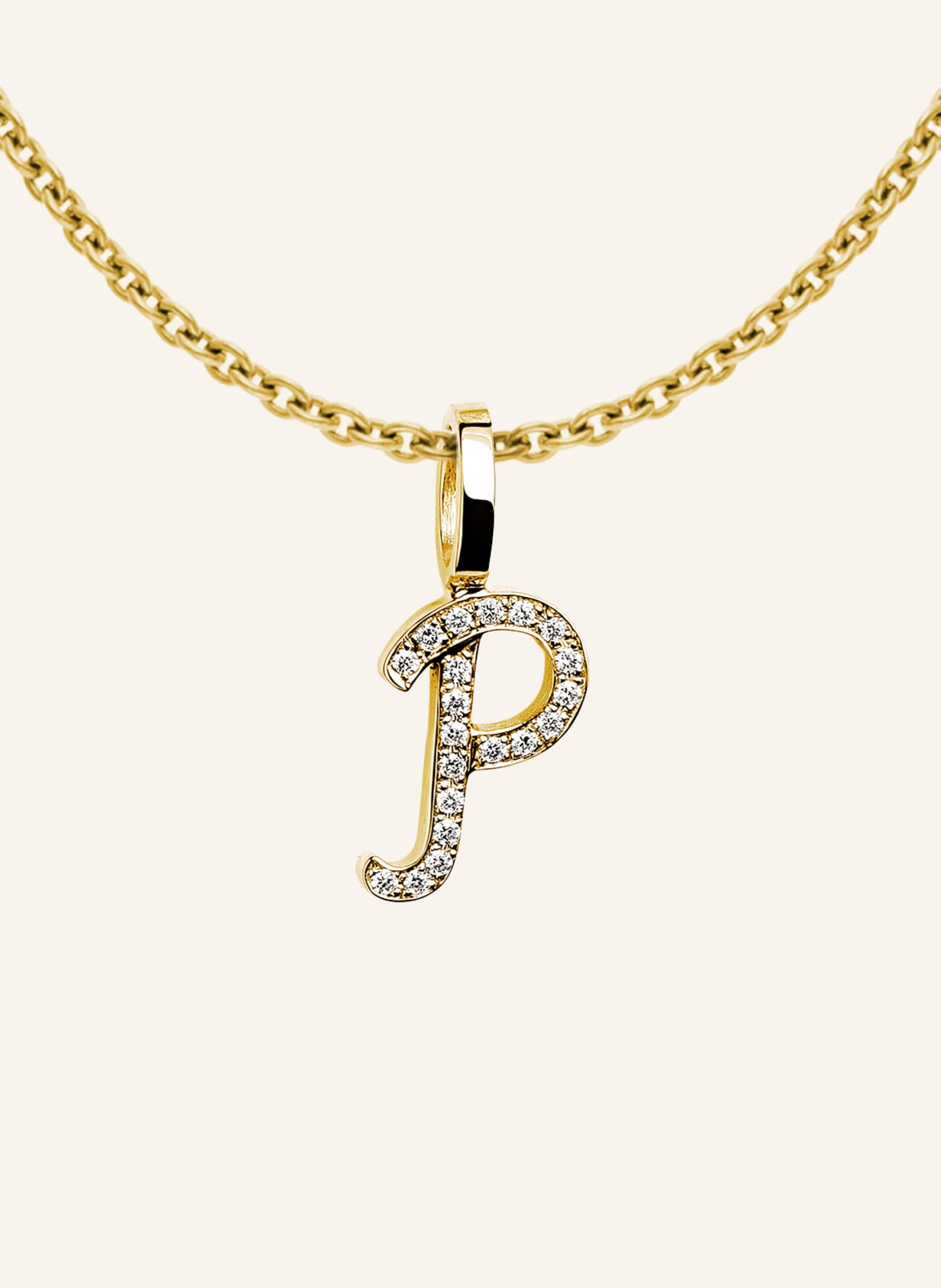 CADA Kette TINY DIAMOND LETTER P: GOLD