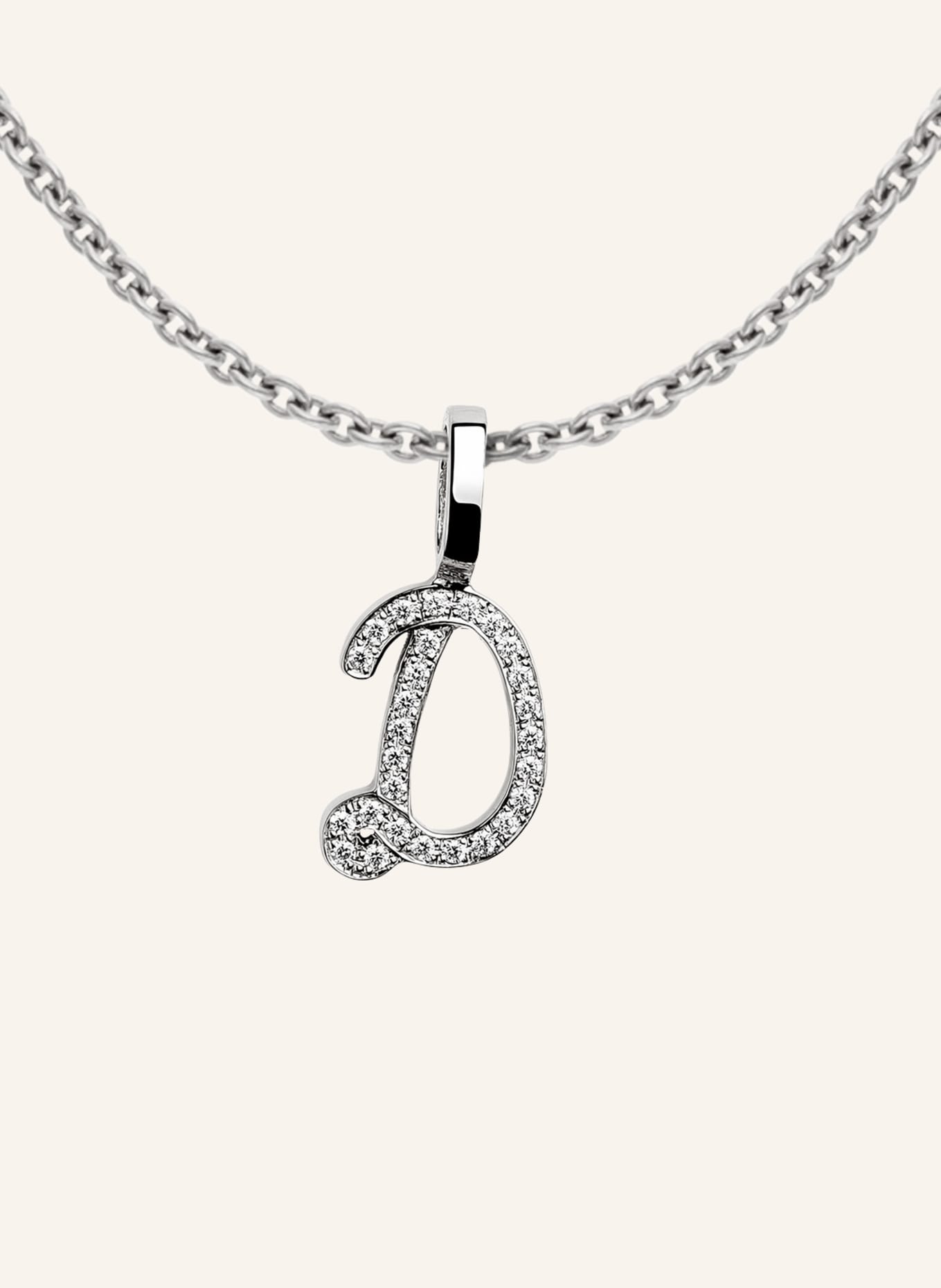CADA Kette TINY DIAMOND LETTER D: WEISSGOLD