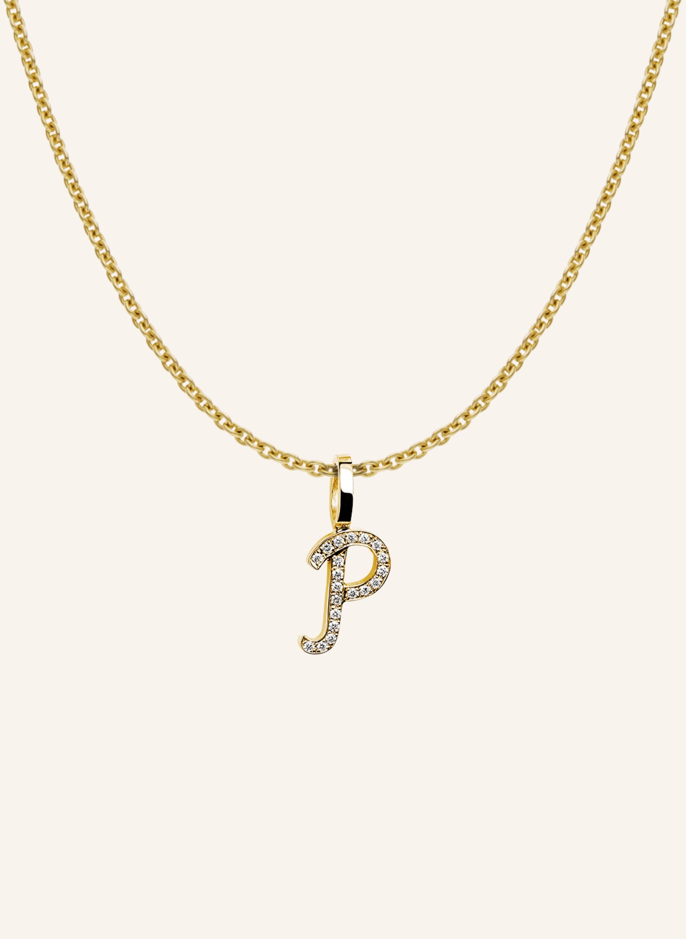 CADA Kette TINY DIAMOND LETTER P: GOLD