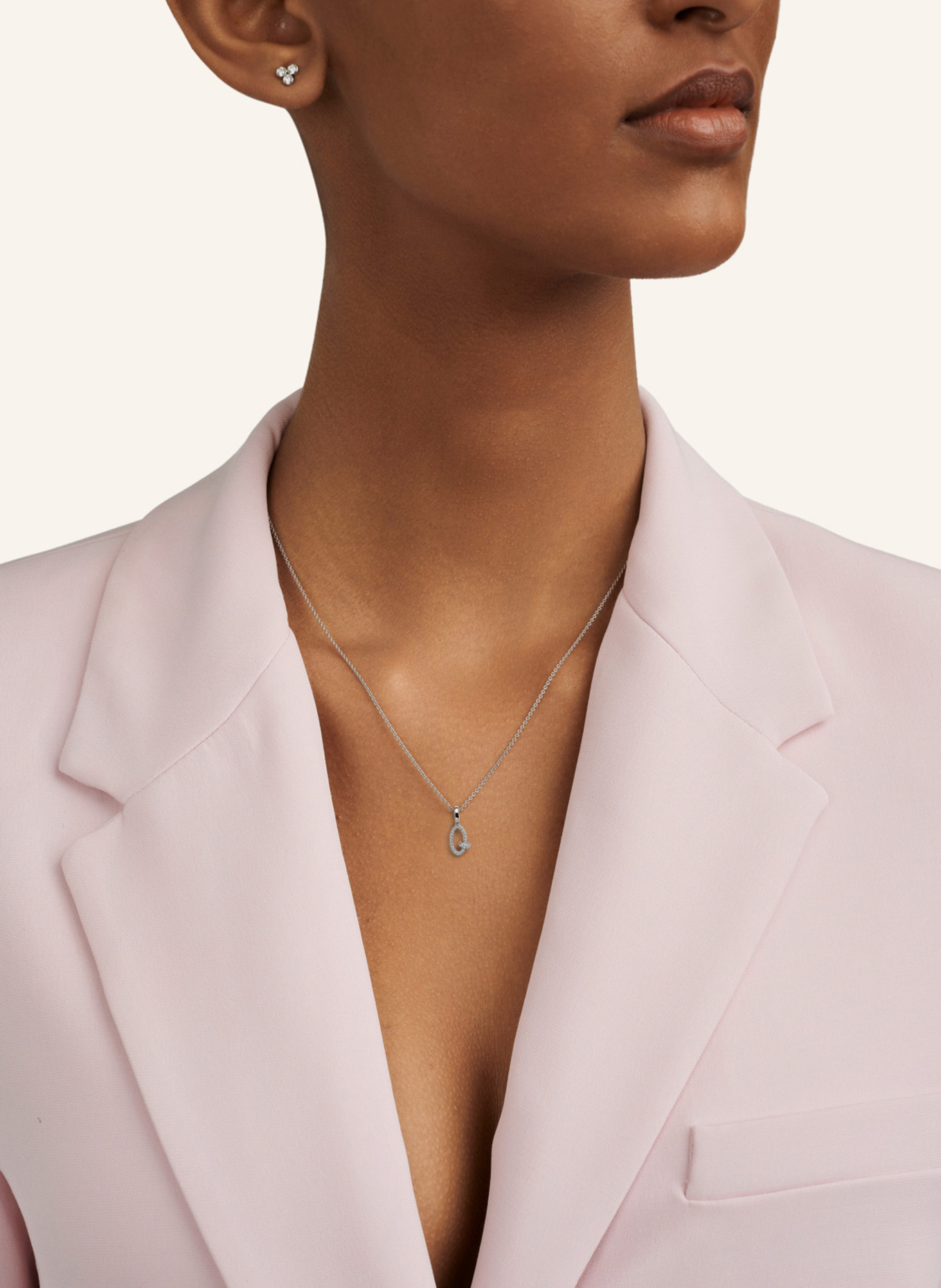 CADA Kette TINY DIAMOND LETTER Q: WEISSGOLD
