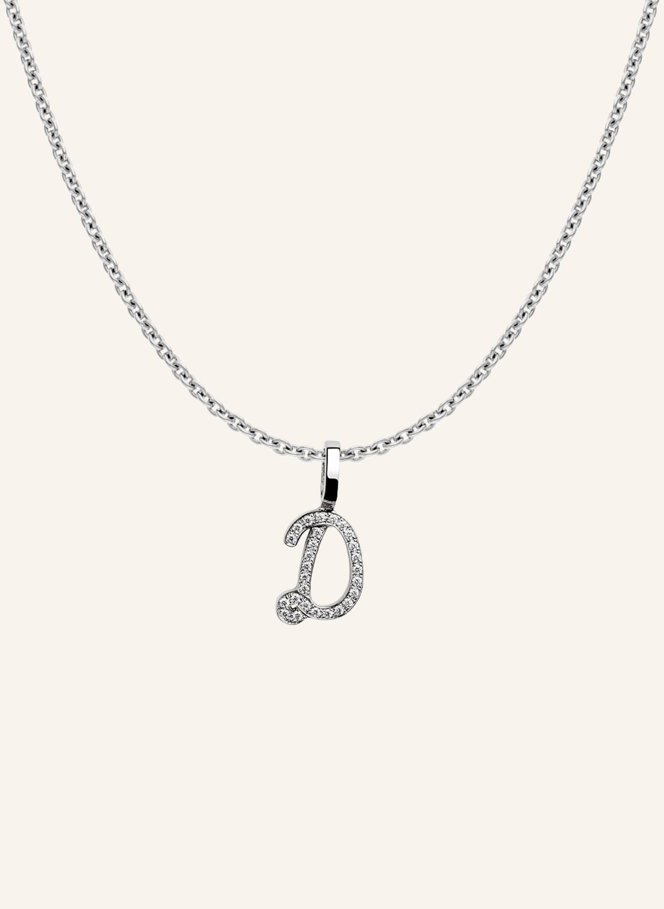 CADA Kette TINY DIAMOND LETTER D: WEISSGOLD