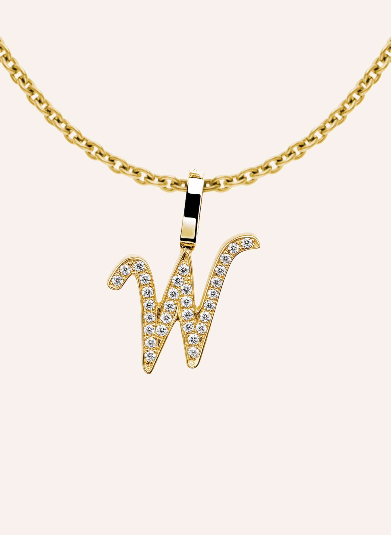 CADA Kette TINY DIAMOND LETTER W: GOLD