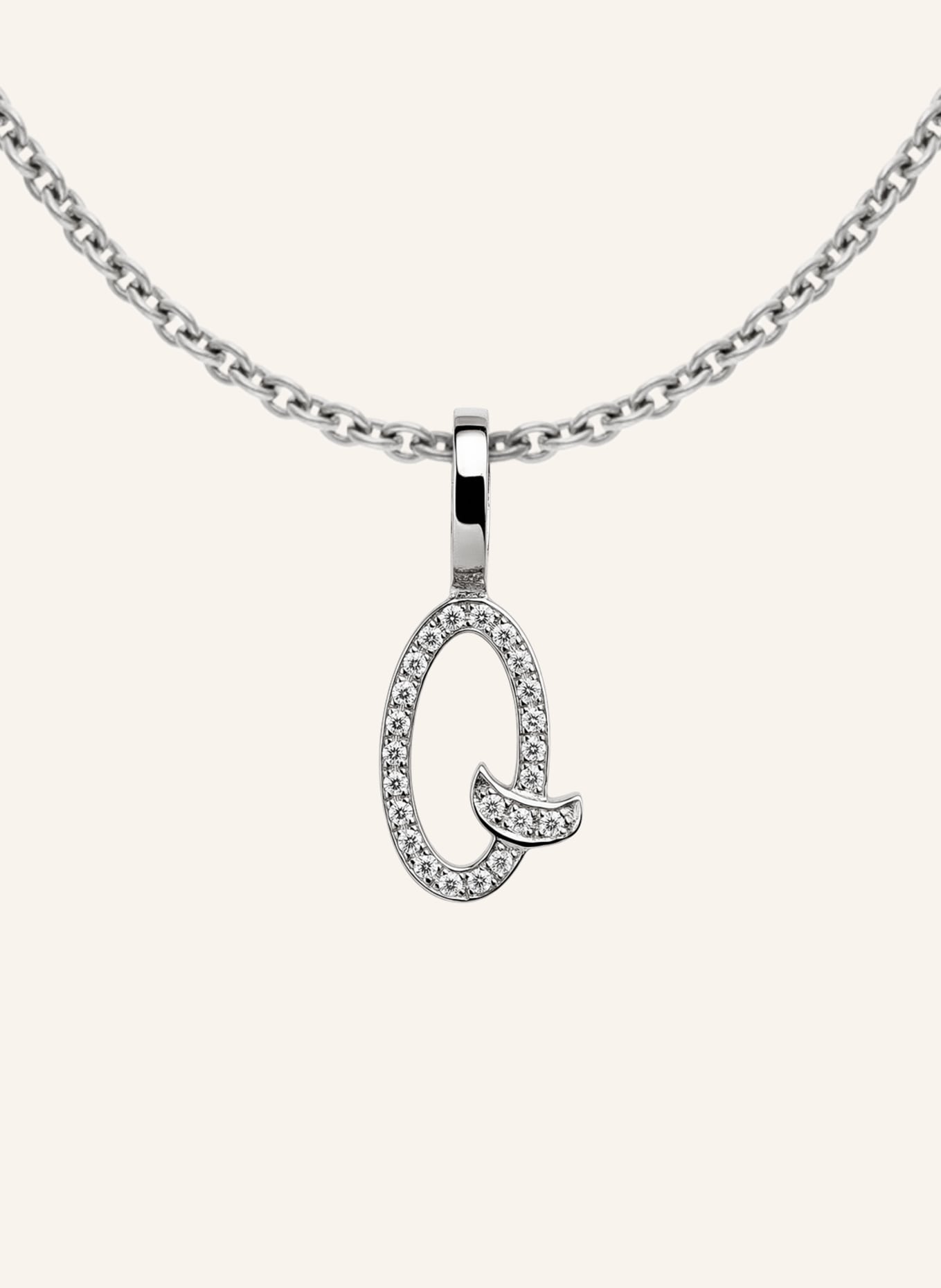 CADA Kette TINY DIAMOND LETTER Q: WEISSGOLD