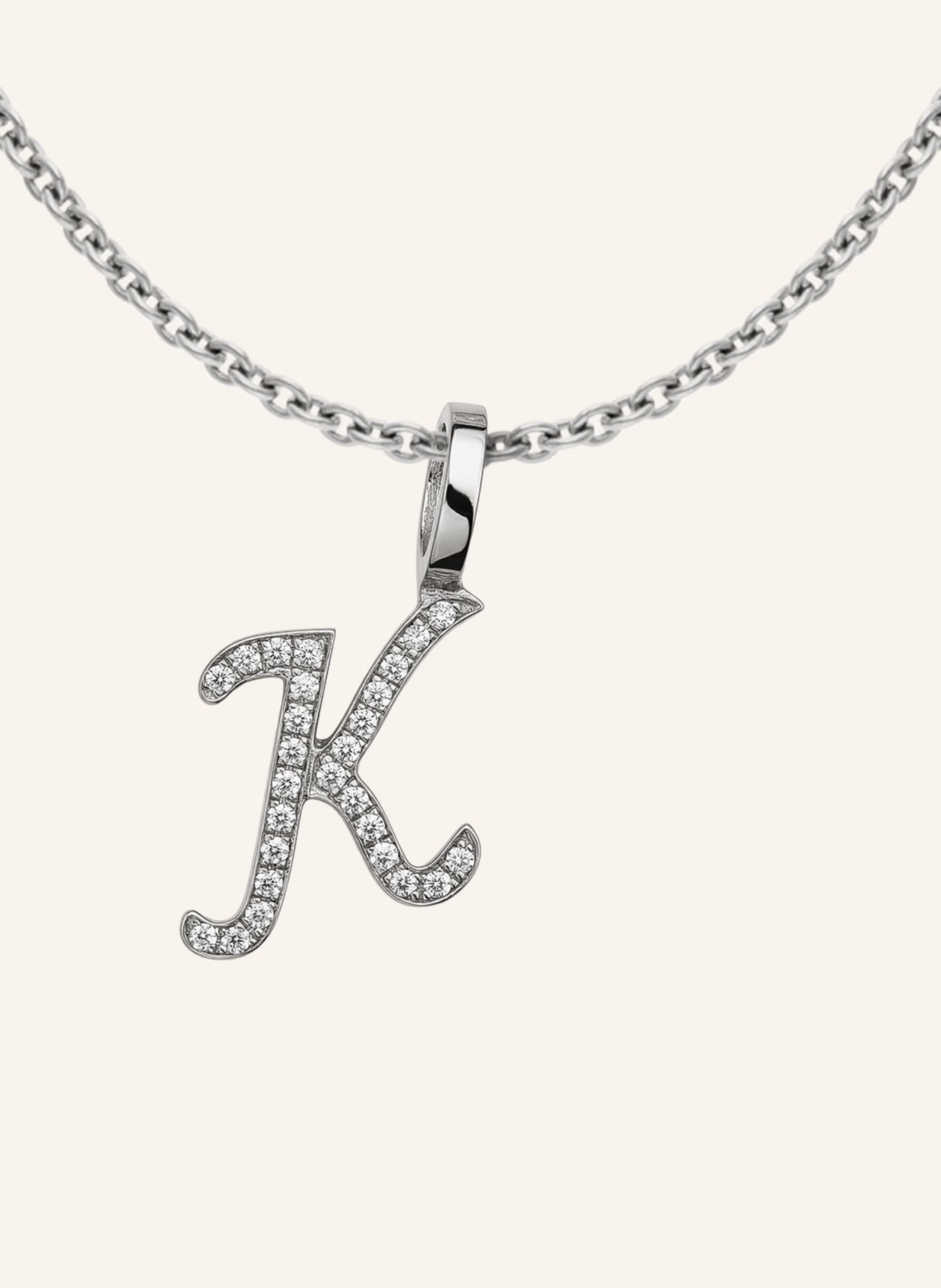 CADA Kette TINY DIAMOND LETTER K: WEISSGOLD