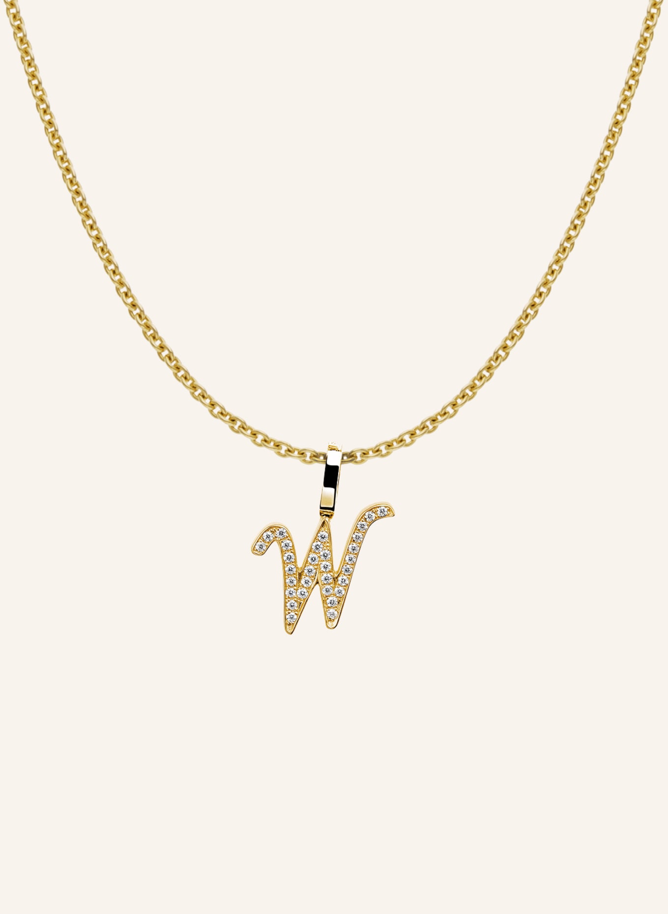 CADA Kette TINY DIAMOND LETTER W: GOLD