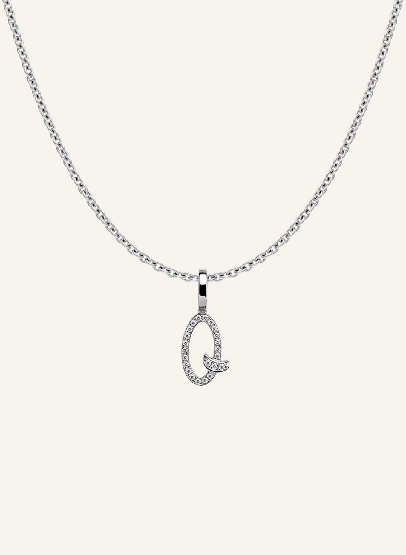 CADA Kette TINY DIAMOND LETTER Q: WEISSGOLD