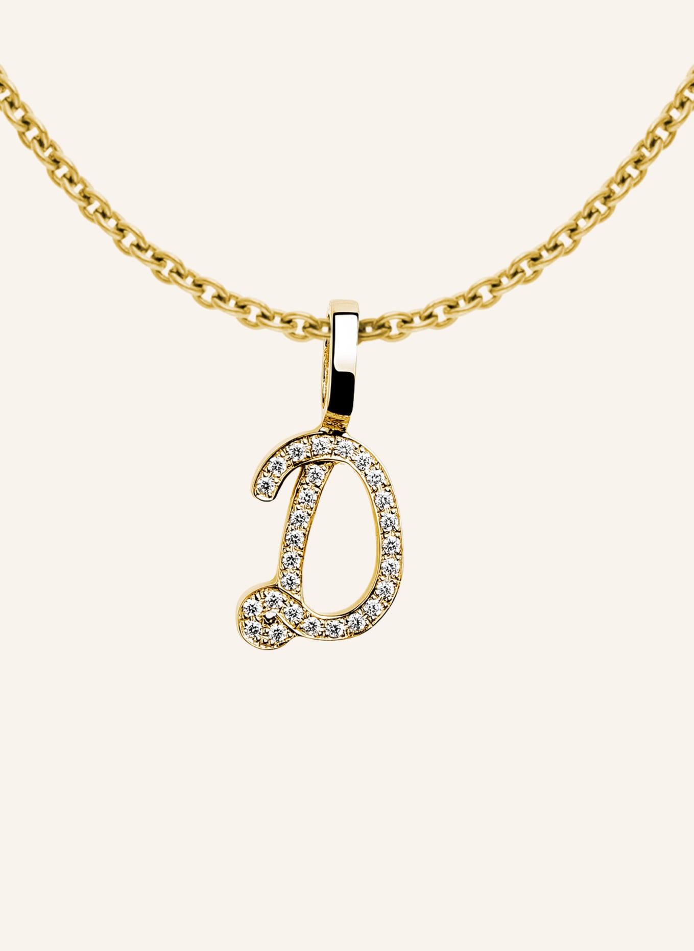 CADA Kette TINY DIAMOND LETTER D: GOLD