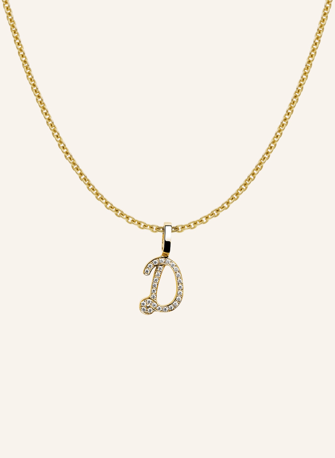 CADA Kette TINY DIAMOND LETTER D: GOLD