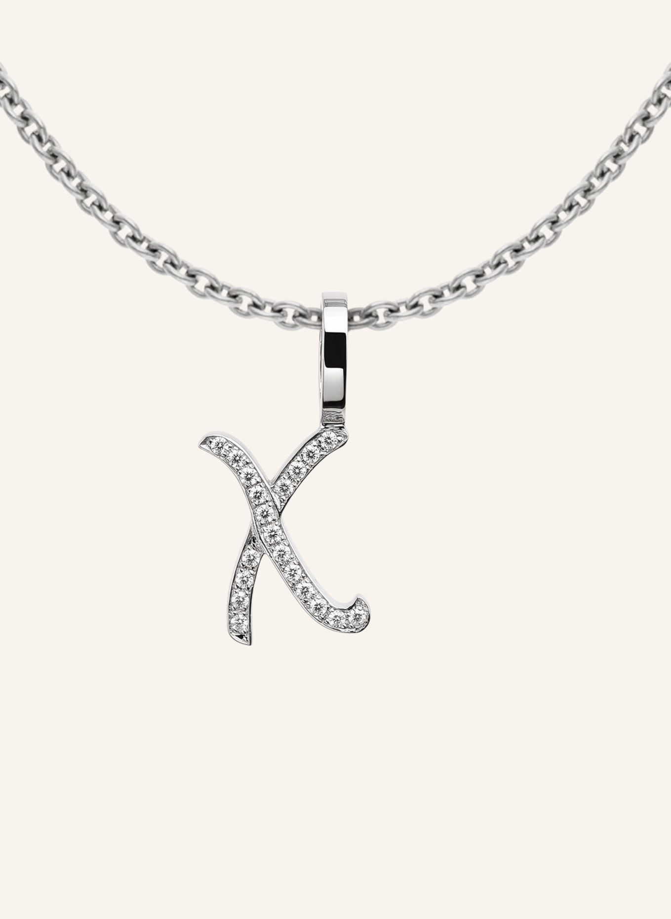 CADA Kette TINY DIAMOND LETTER X: WEISSGOLD