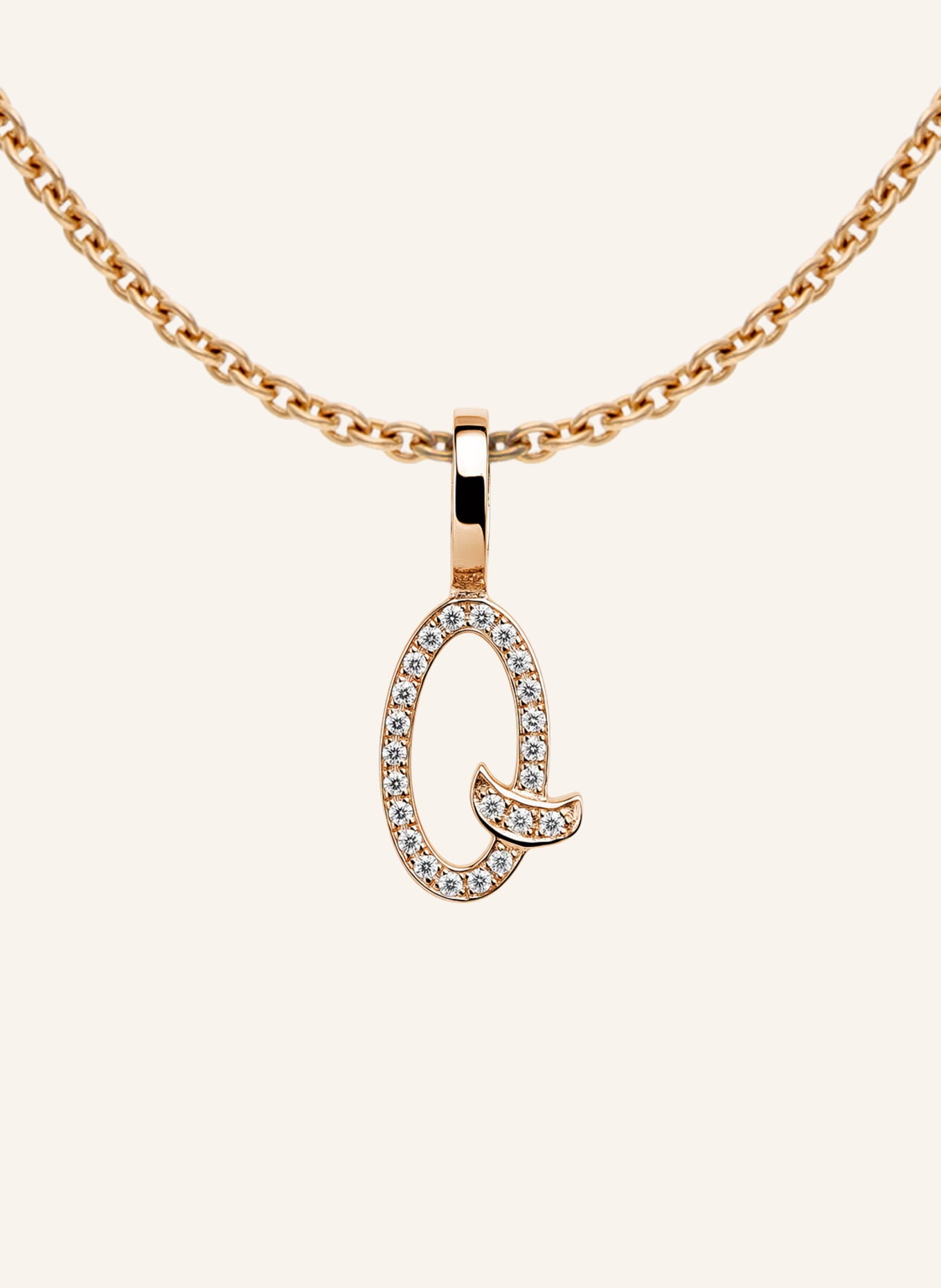 CADA Kette TINY DIAMOND LETTER Q: ROSÉGOLD