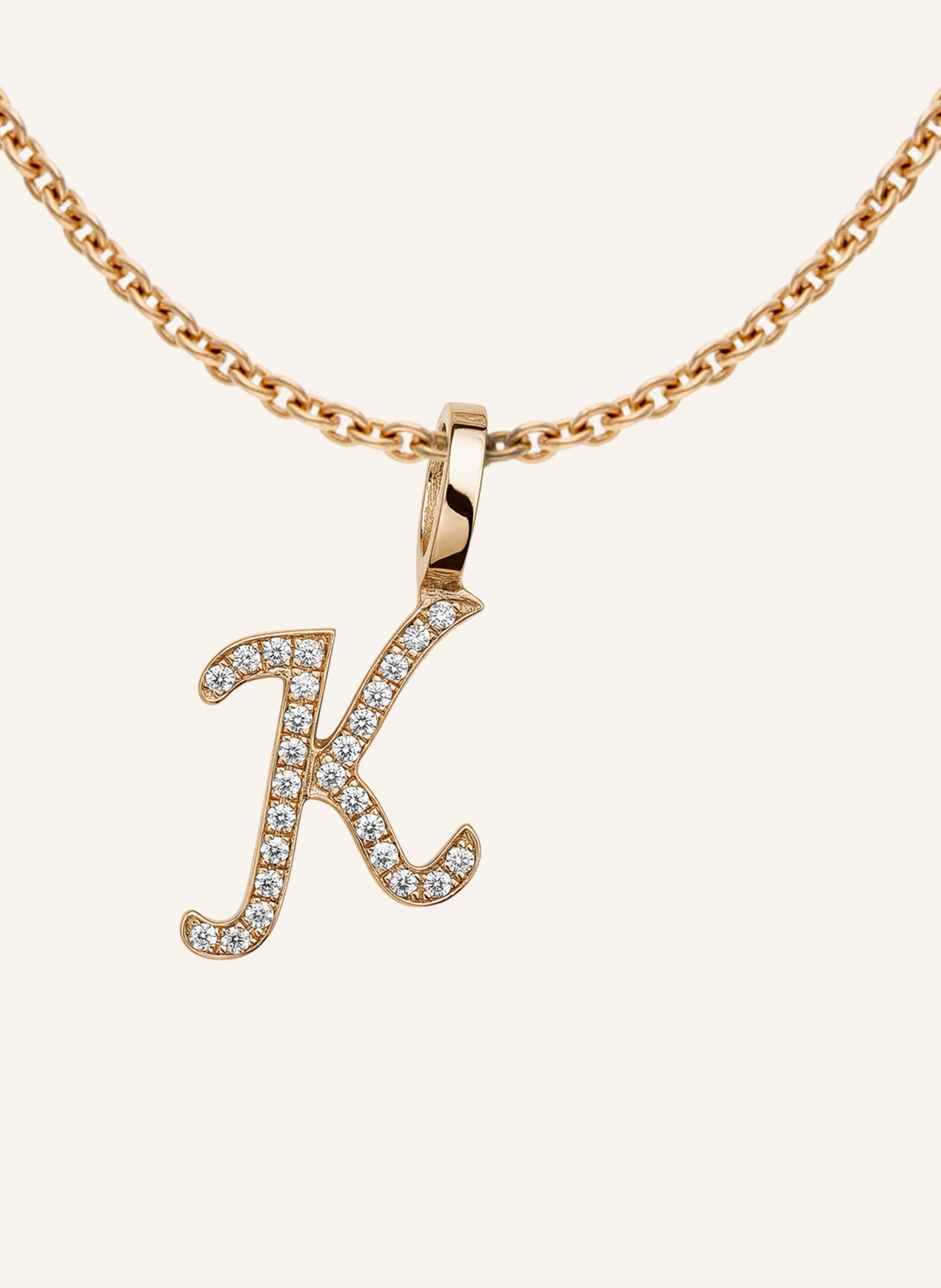 CADA Kette TINY DIAMOND LETTER K: ROSÉGOLD