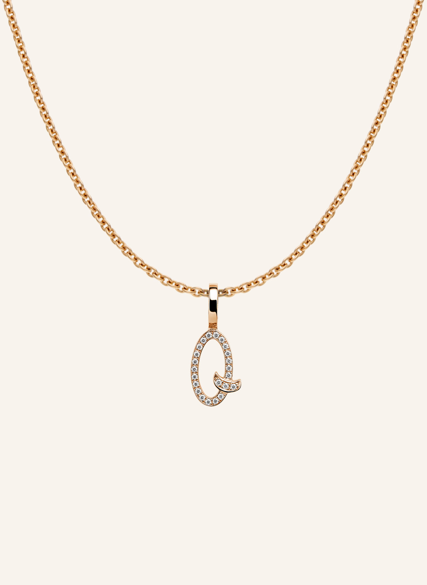 CADA Kette TINY DIAMOND LETTER Q: ROSÉGOLD