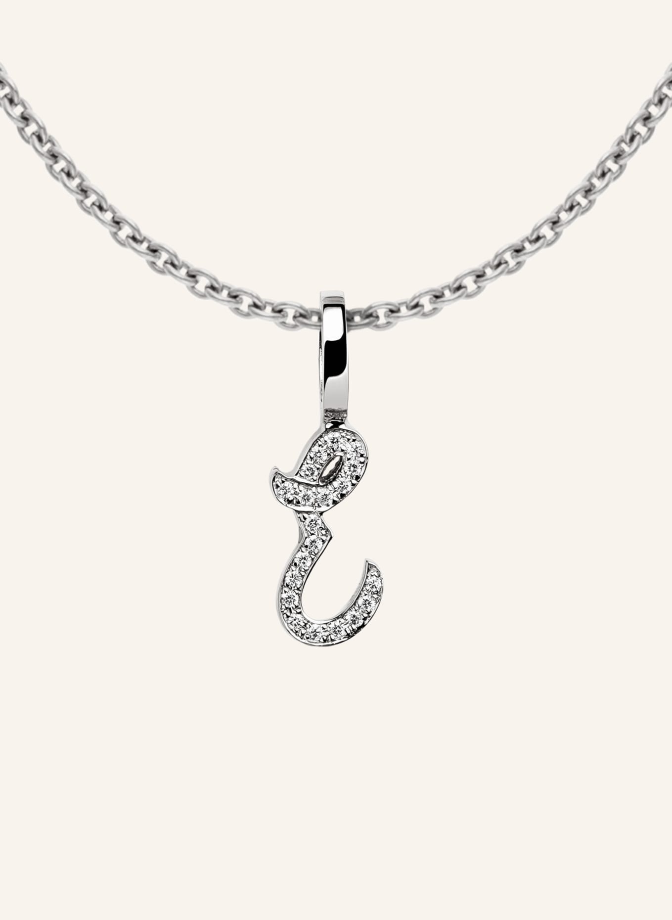 CADA Kette TINY DIMOND LETTER E: WEISSGOLD