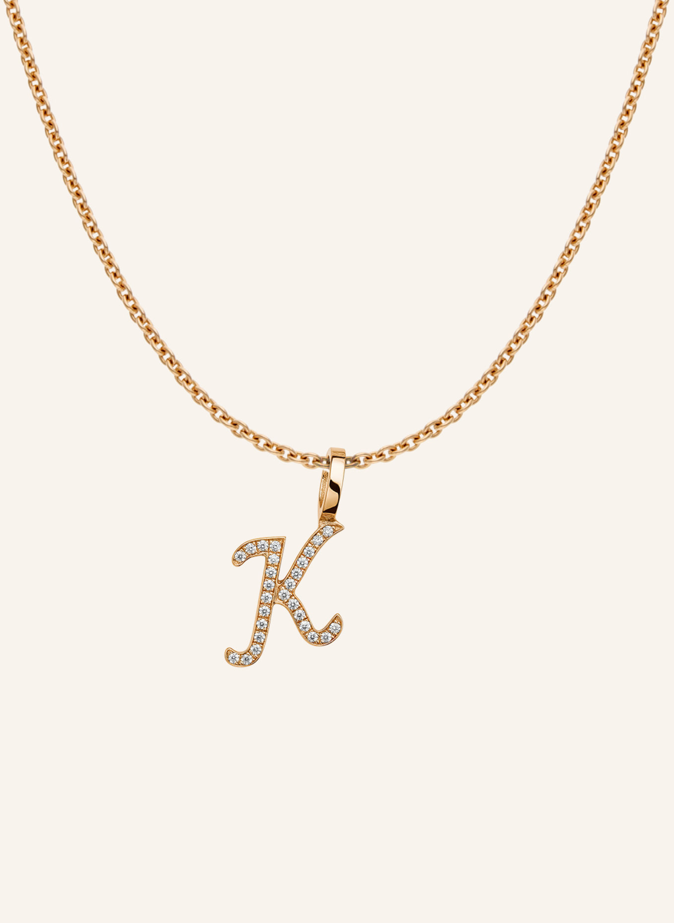 CADA Kette TINY DIAMOND LETTER K: ROSÉGOLD