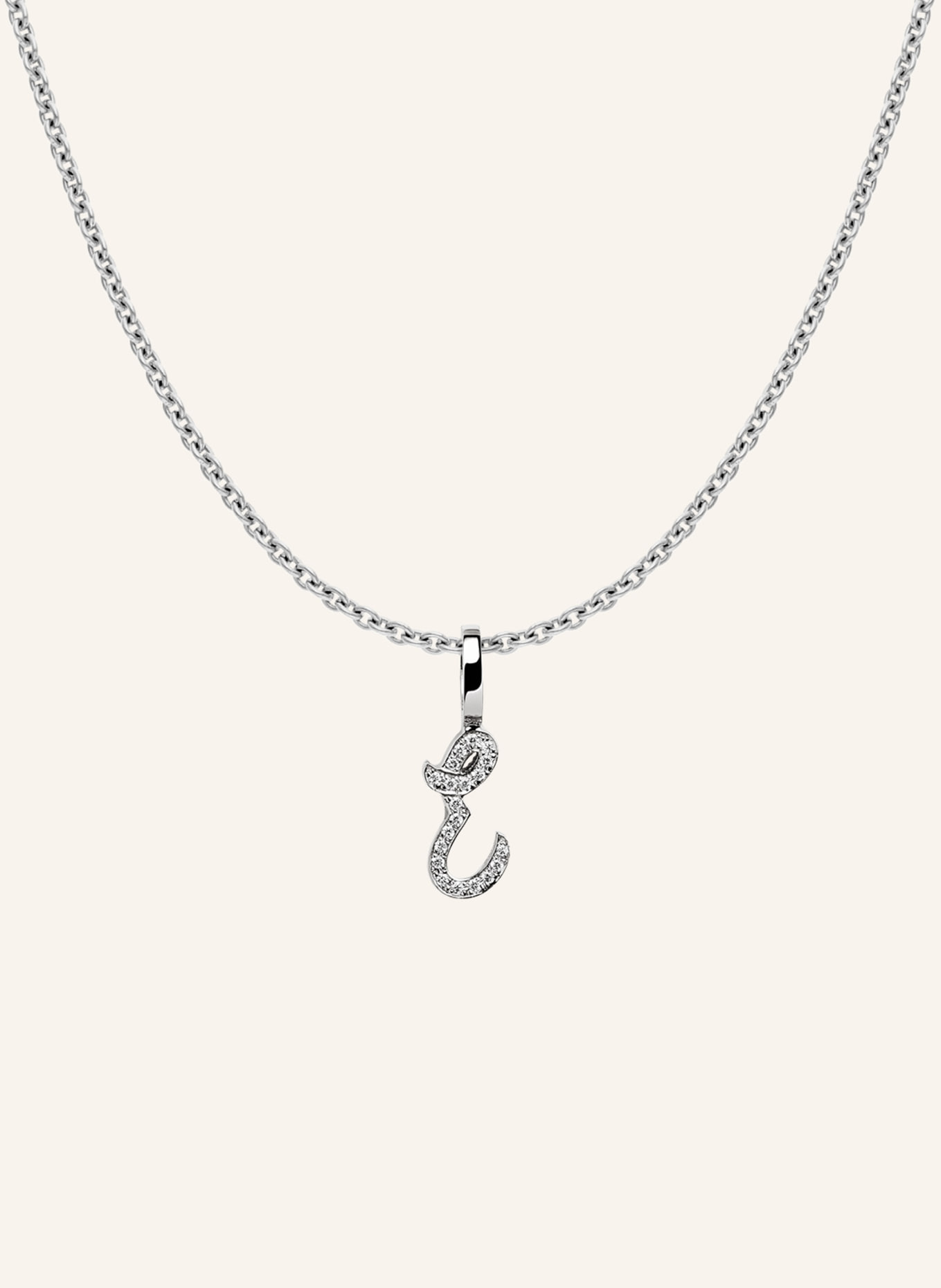 CADA Kette TINY DIMOND LETTER E: WEISSGOLD