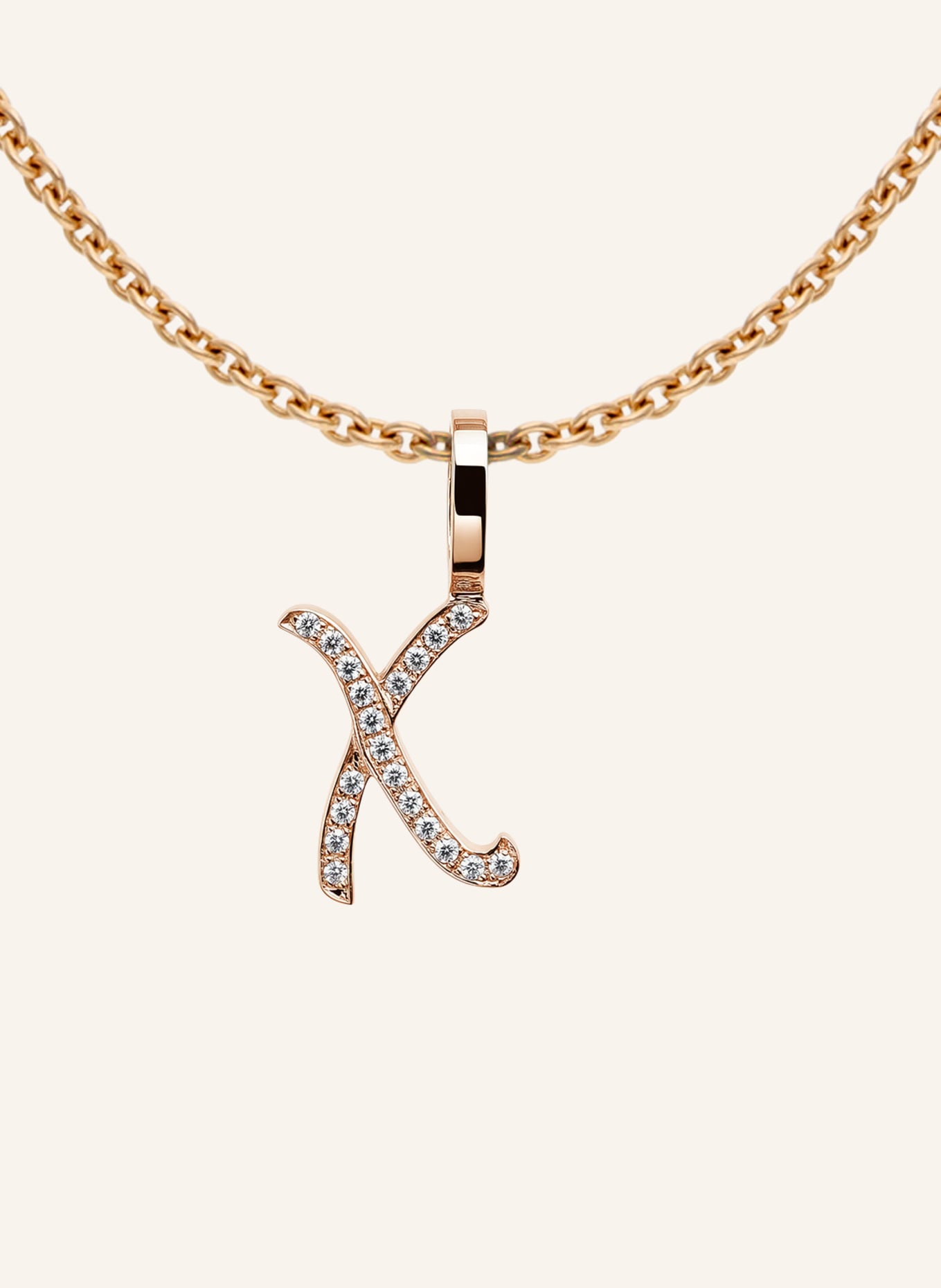 CADA Kette TINY DIAMOND LETTER X: ROSÉGOLD