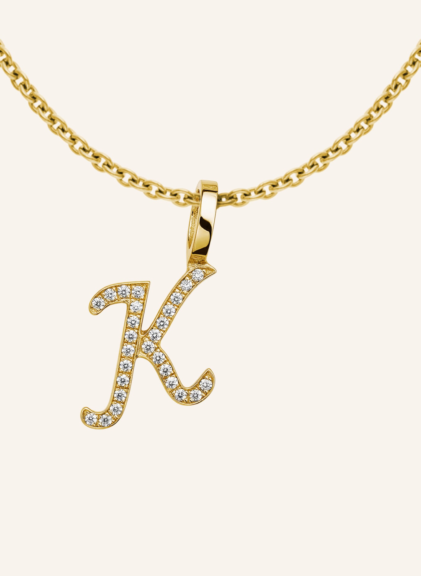 CADA Kette TINY DIAMOND LETTER K: GOLD