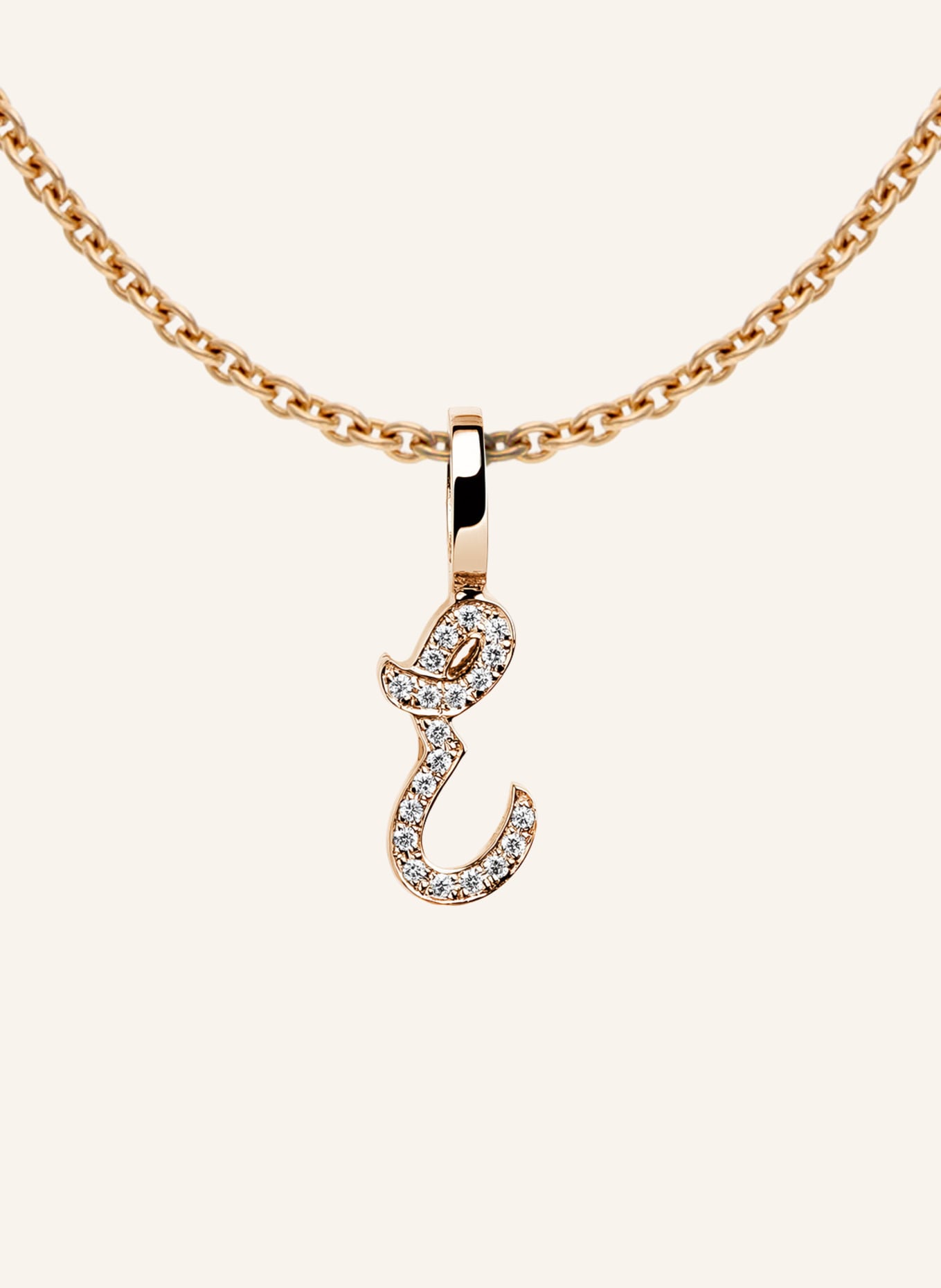 CADA Kette TINY DIAMOND LETTER E: ROSÉGOLD