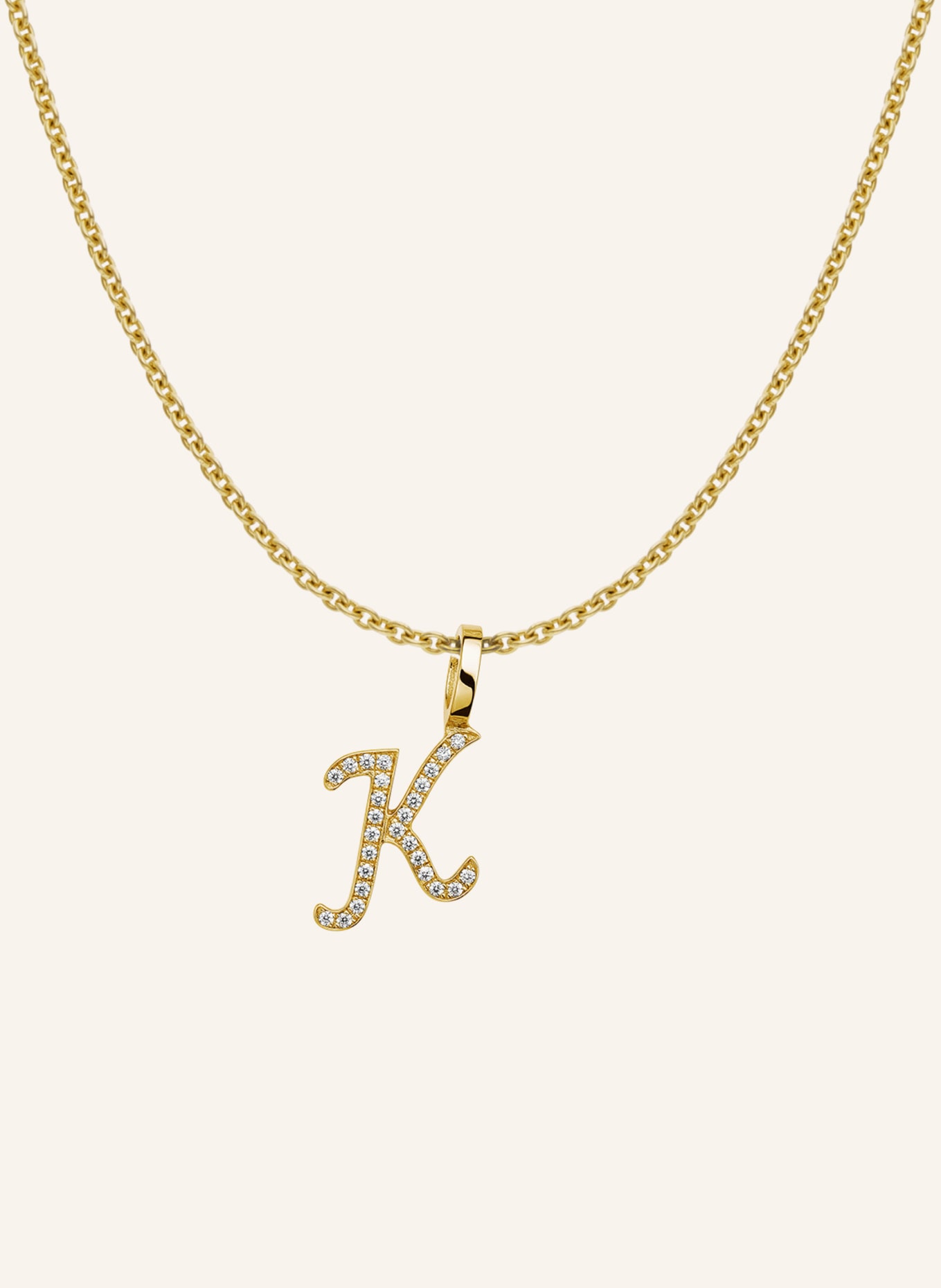 CADA Kette TINY DIAMOND LETTER K: GOLD