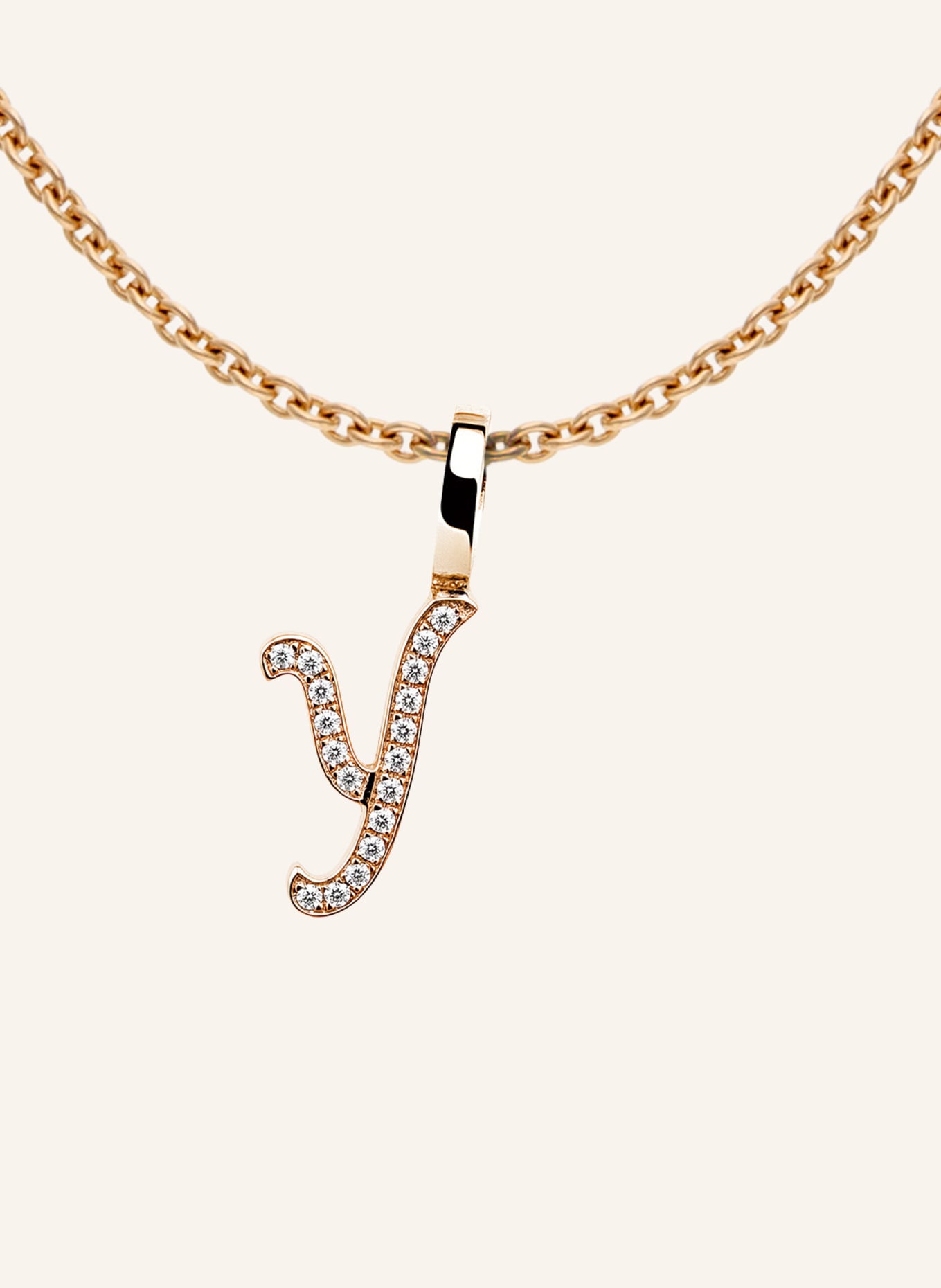 CADA Kette TINY DIAMOND LETTER Y: ROSÉGOLD