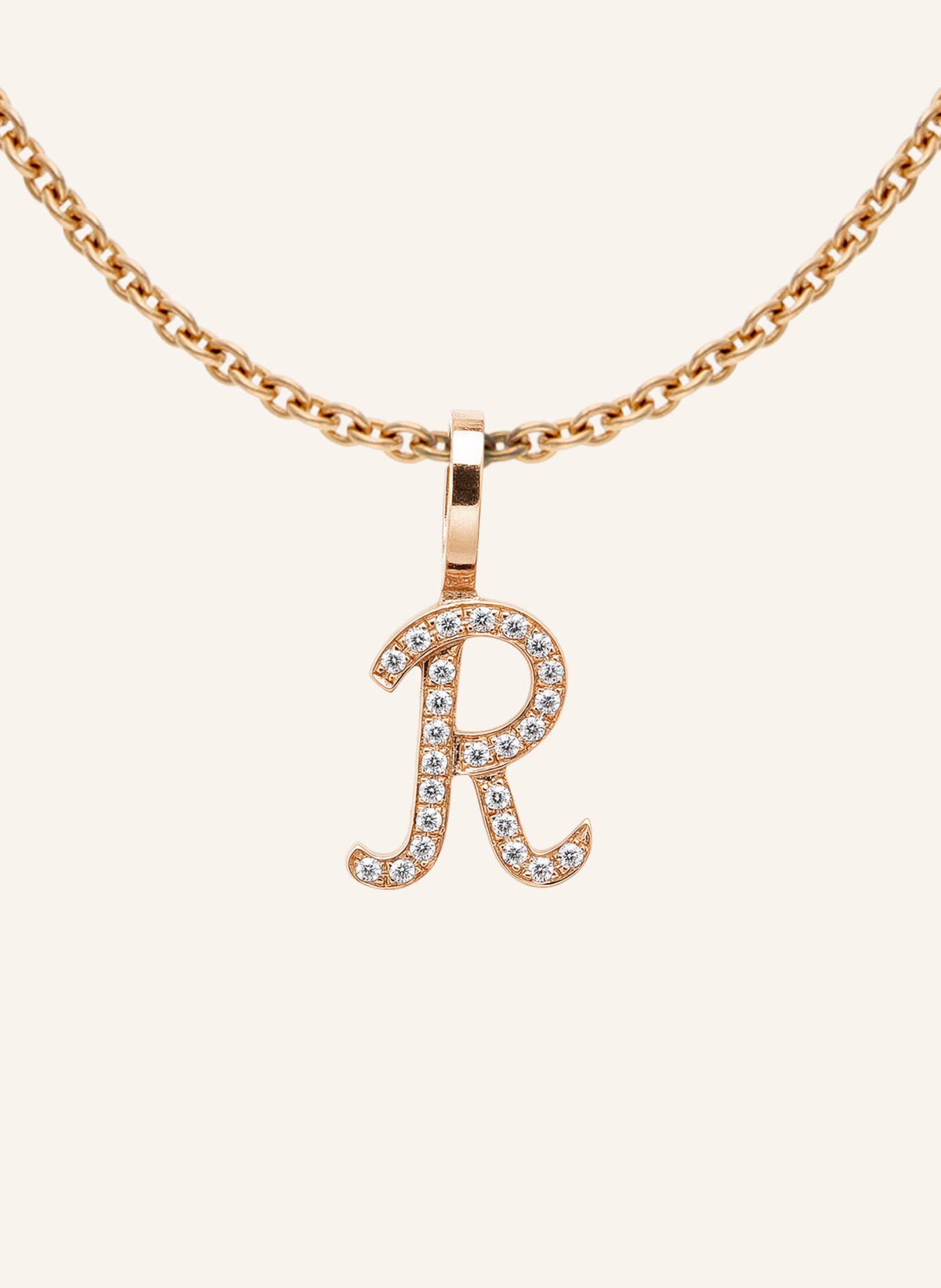 CADA Kette TINY DIAMOND LETTER R: ROSÉGOLD