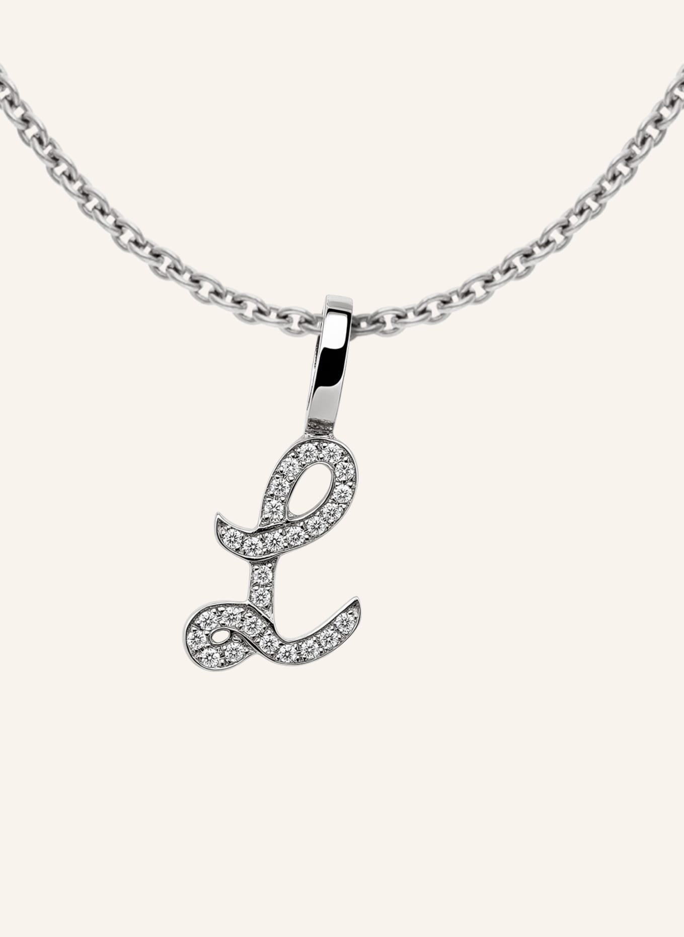 CADA Kette TINY DIAMOND LETTER L: WEISSGOLD